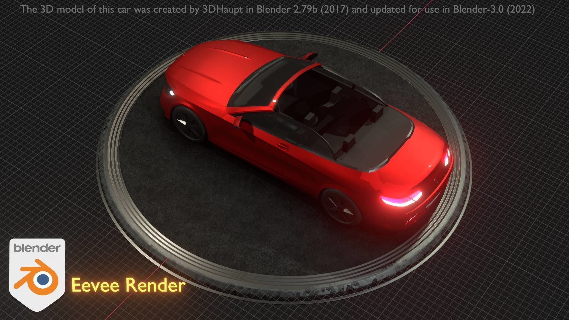 City Car 34 Top-Class Cabrio Open Type-A Red Low-poly 3D model_66