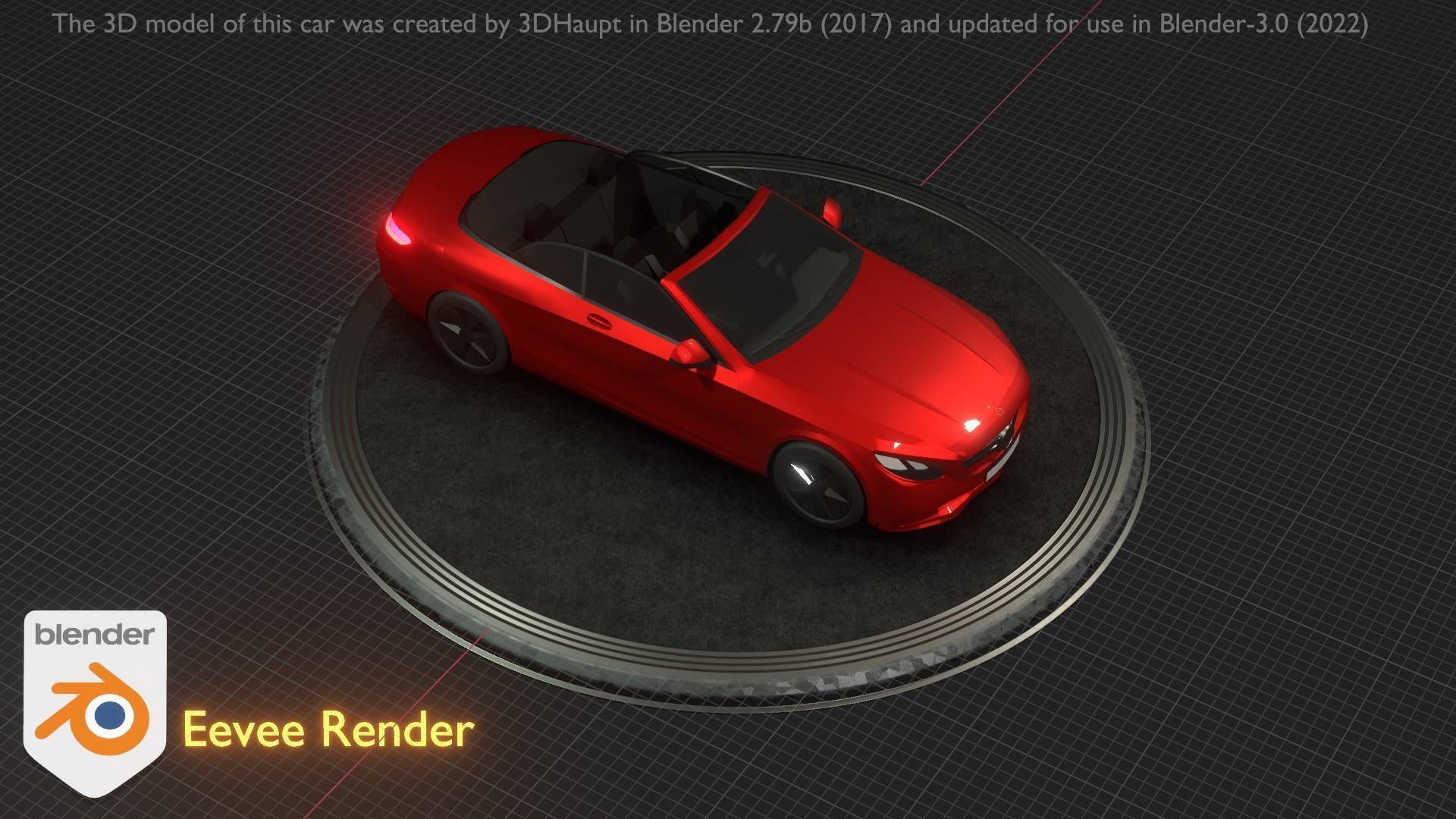 City Car 34 Top-Class Cabrio Open Type-A Red Low-poly 3D model_73