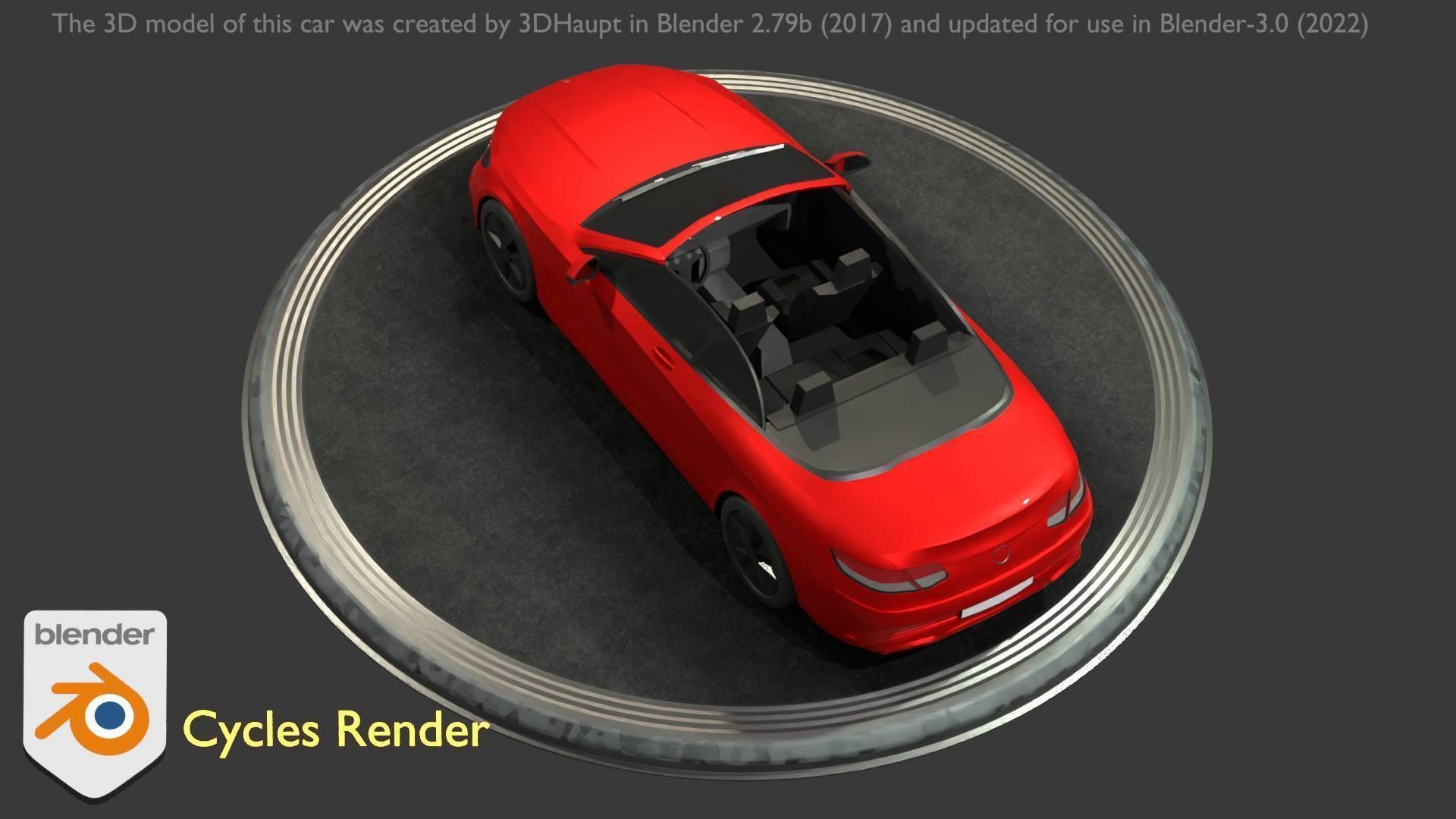 City Car 34 Top-Class Cabrio Open Type-A Red Low-poly 3D model_67