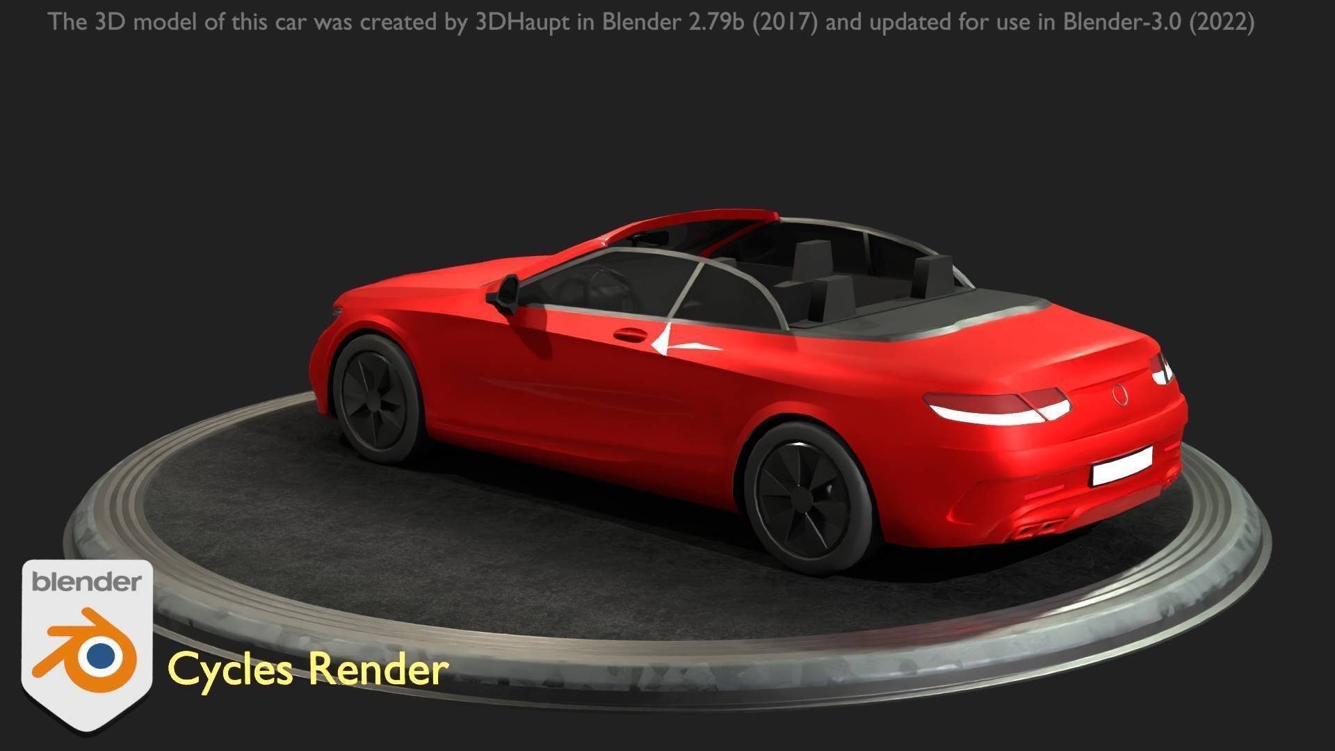 City Car 34 Top-Class Cabrio Open Type-A Red Low-poly 3D model_90