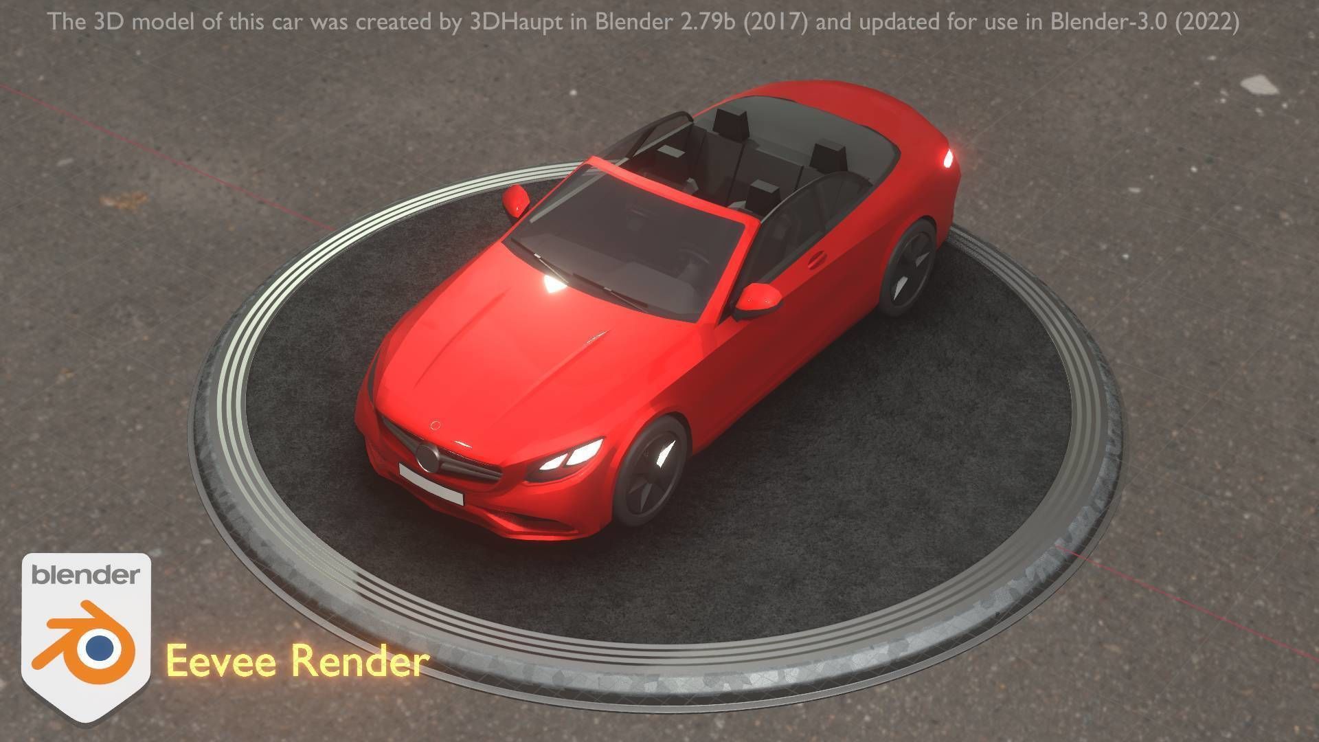 City Car 34 Top-Class Cabrio Open Type-A Red Low-poly 3D model_62