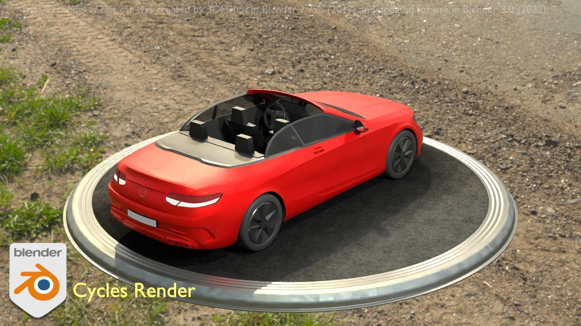 City Car 34 Top-Class Cabrio Open Type-A Red Low-poly 3D model_94