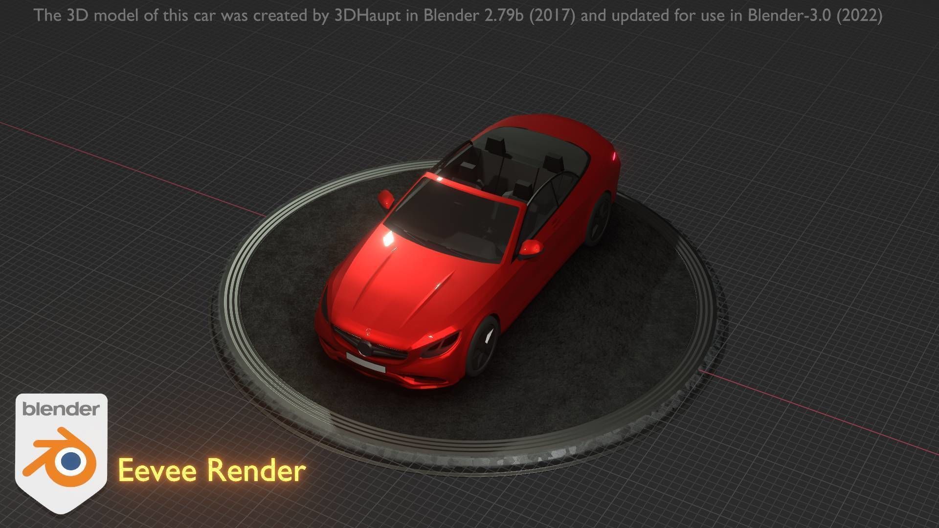 City Car 34 Top-Class Cabrio Open Type-A Red Low-poly 3D model_77