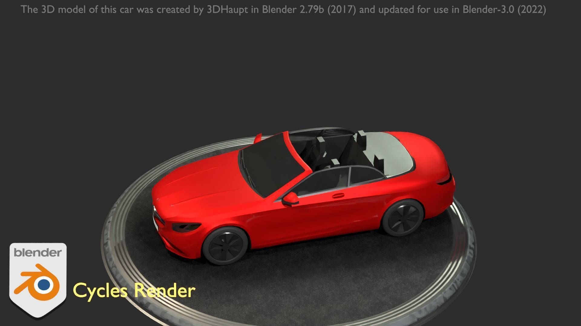 City Car 34 Top-Class Cabrio Open Type-A Red Low-poly 3D model_41