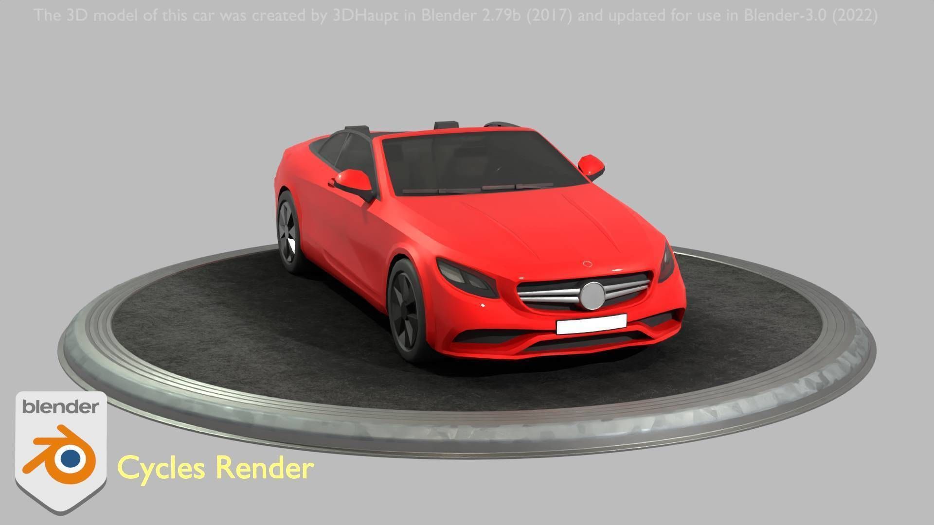 City Car 34 Top-Class Cabrio Open Type-A Red Low-poly 3D model_48