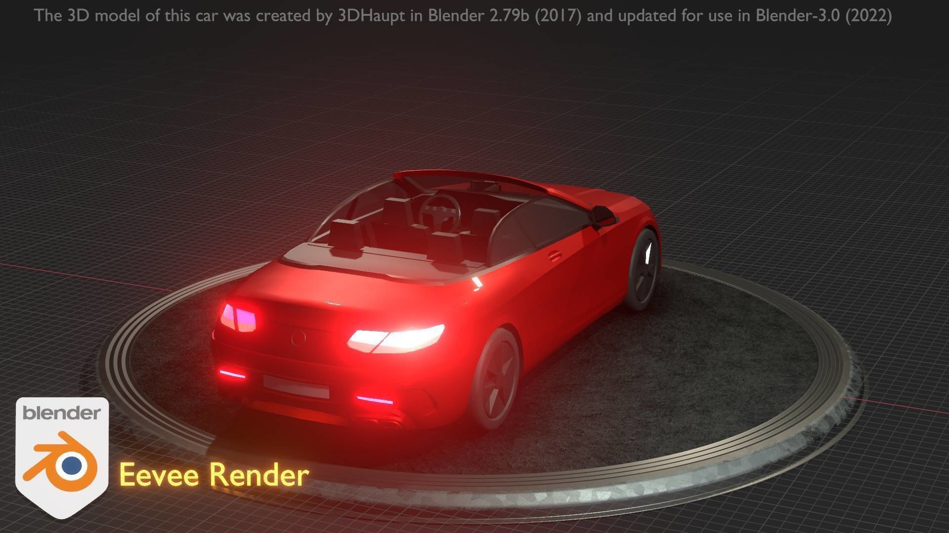 City Car 34 Top-Class Cabrio Open Type-A Red Low-poly 3D model_4