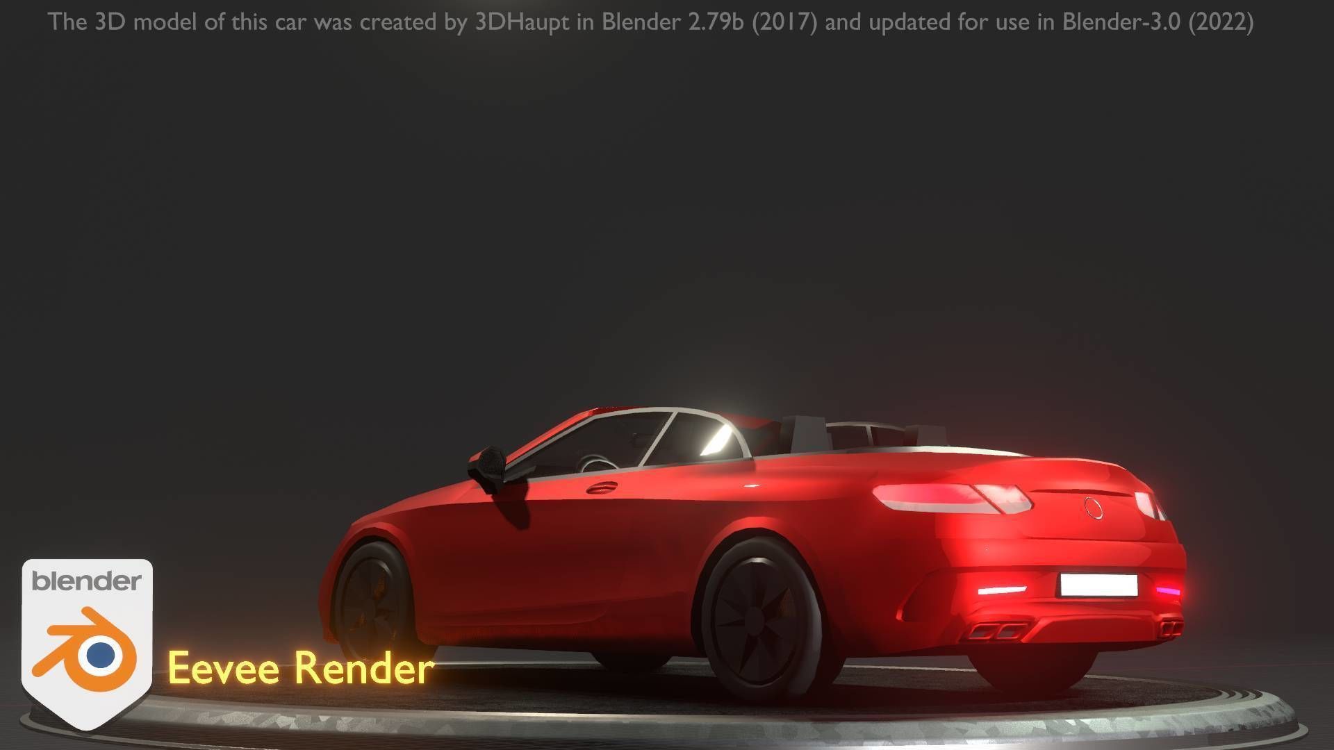 City Car 34 Top-Class Cabrio Open Type-A Red Low-poly 3D model_16