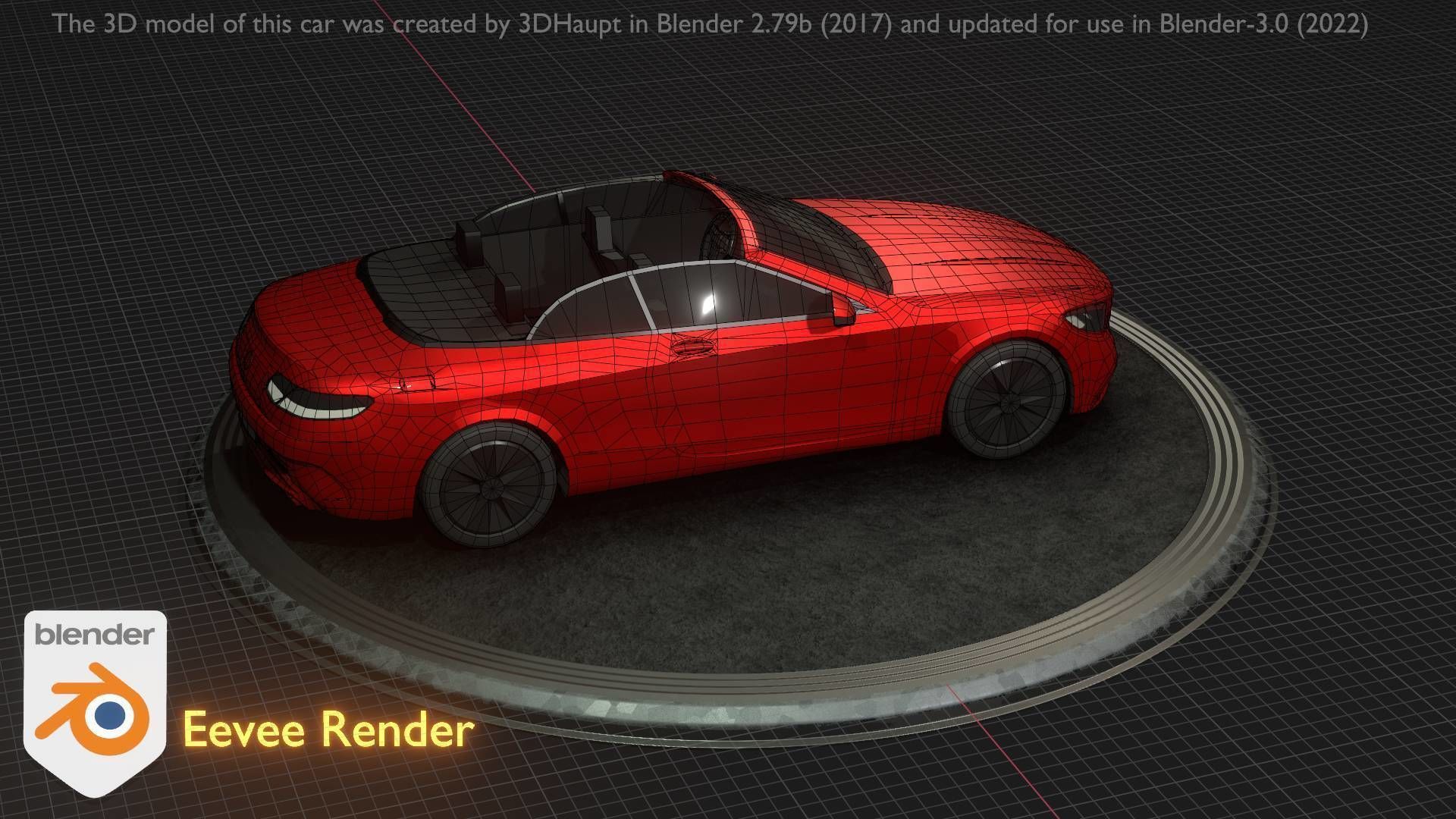 City Car 34 Top-Class Cabrio Open Type-A Red Low-poly 3D model_82