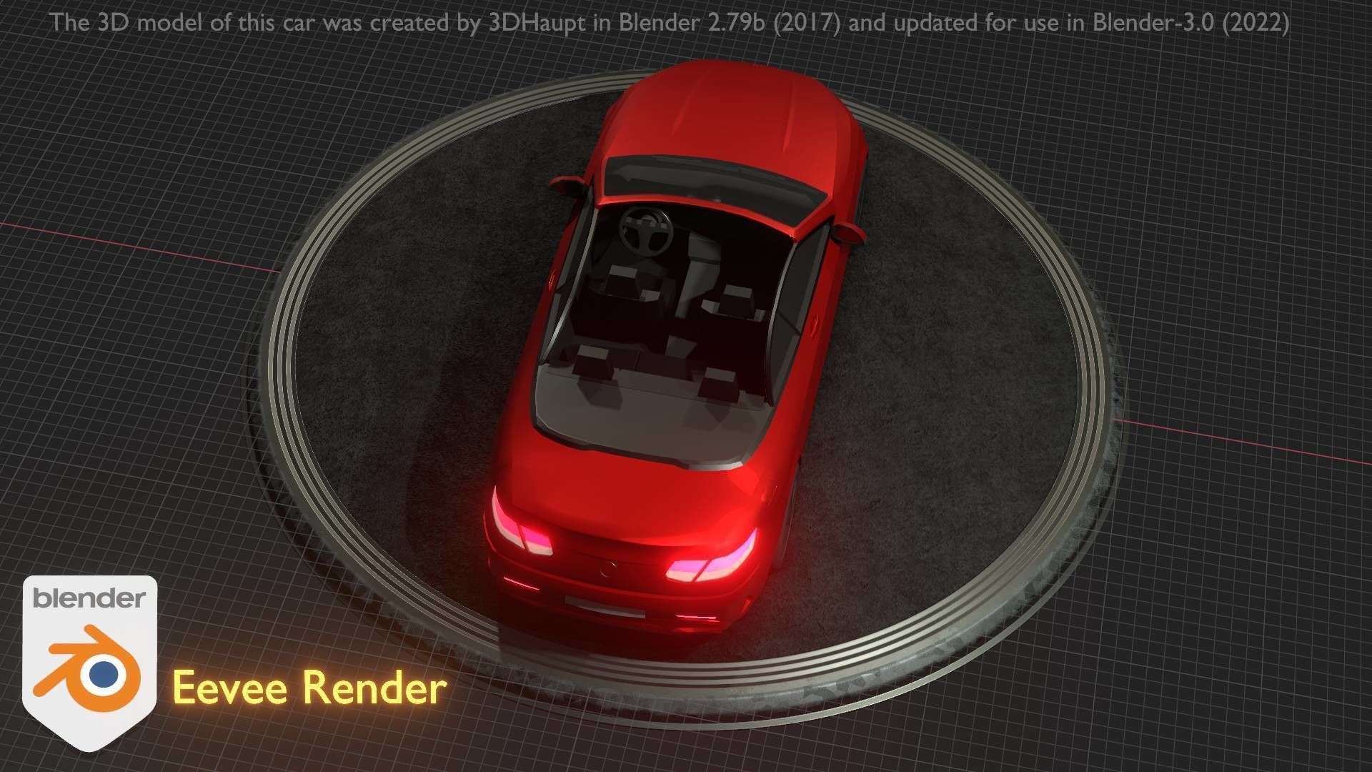 City Car 34 Top-Class Cabrio Open Type-A Red Low-poly 3D model_30