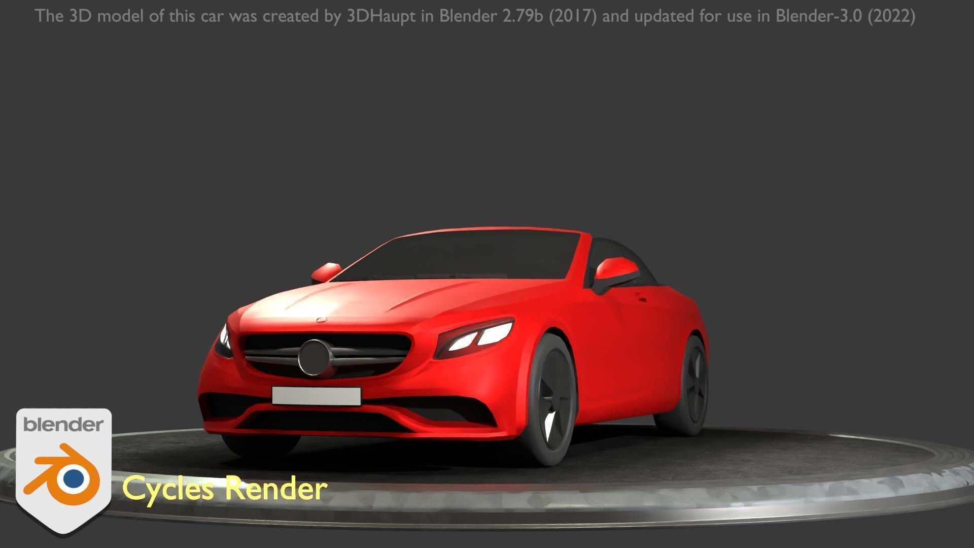 City Car 34 Top-Class Cabrio Open Type-A Red Low-poly 3D model_50