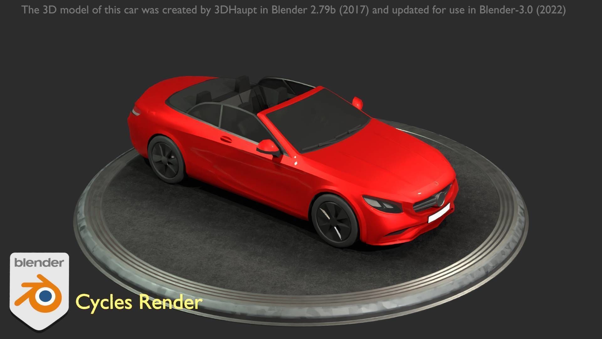 City Car 34 Top-Class Cabrio Open Type-A Red Low-poly 3D model_98