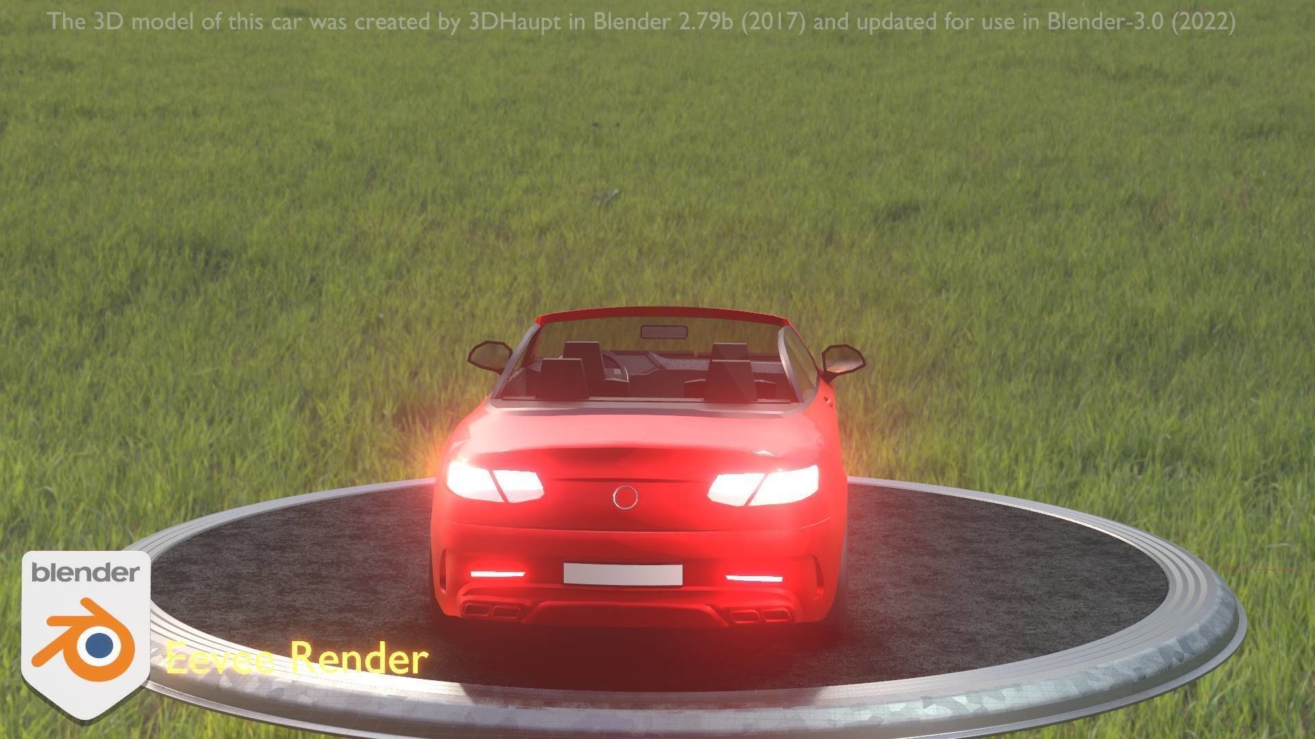 City Car 34 Top-Class Cabrio Open Type-A Red Low-poly 3D model_18