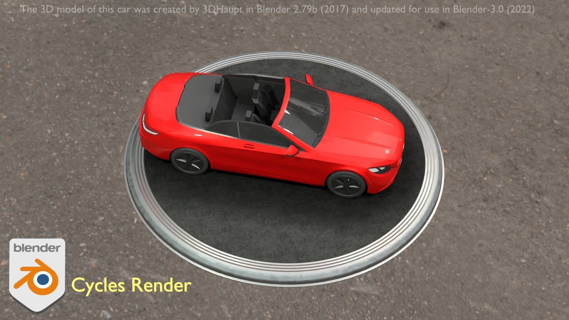City Car 34 Top-Class Cabrio Open Type-A Red Low-poly 3D model_72