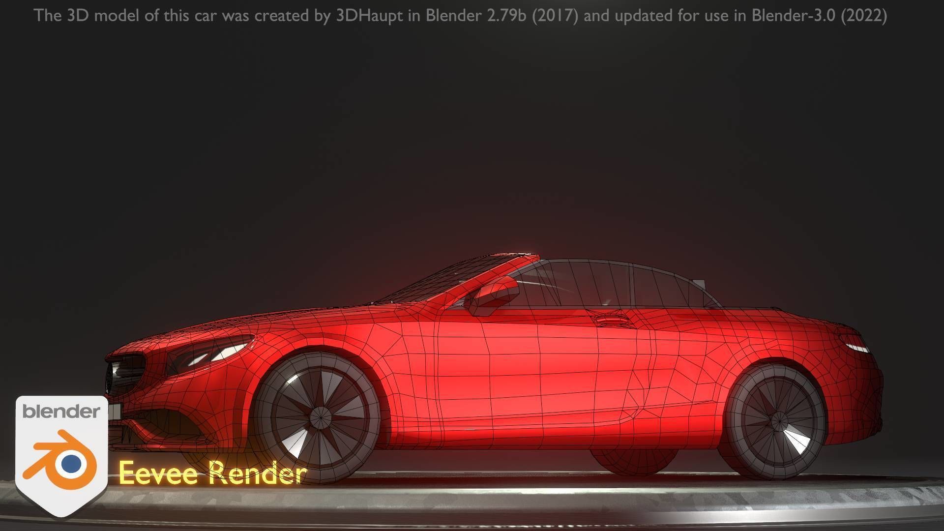 City Car 34 Top-Class Cabrio Open Type-A Red Low-poly 3D model_87
