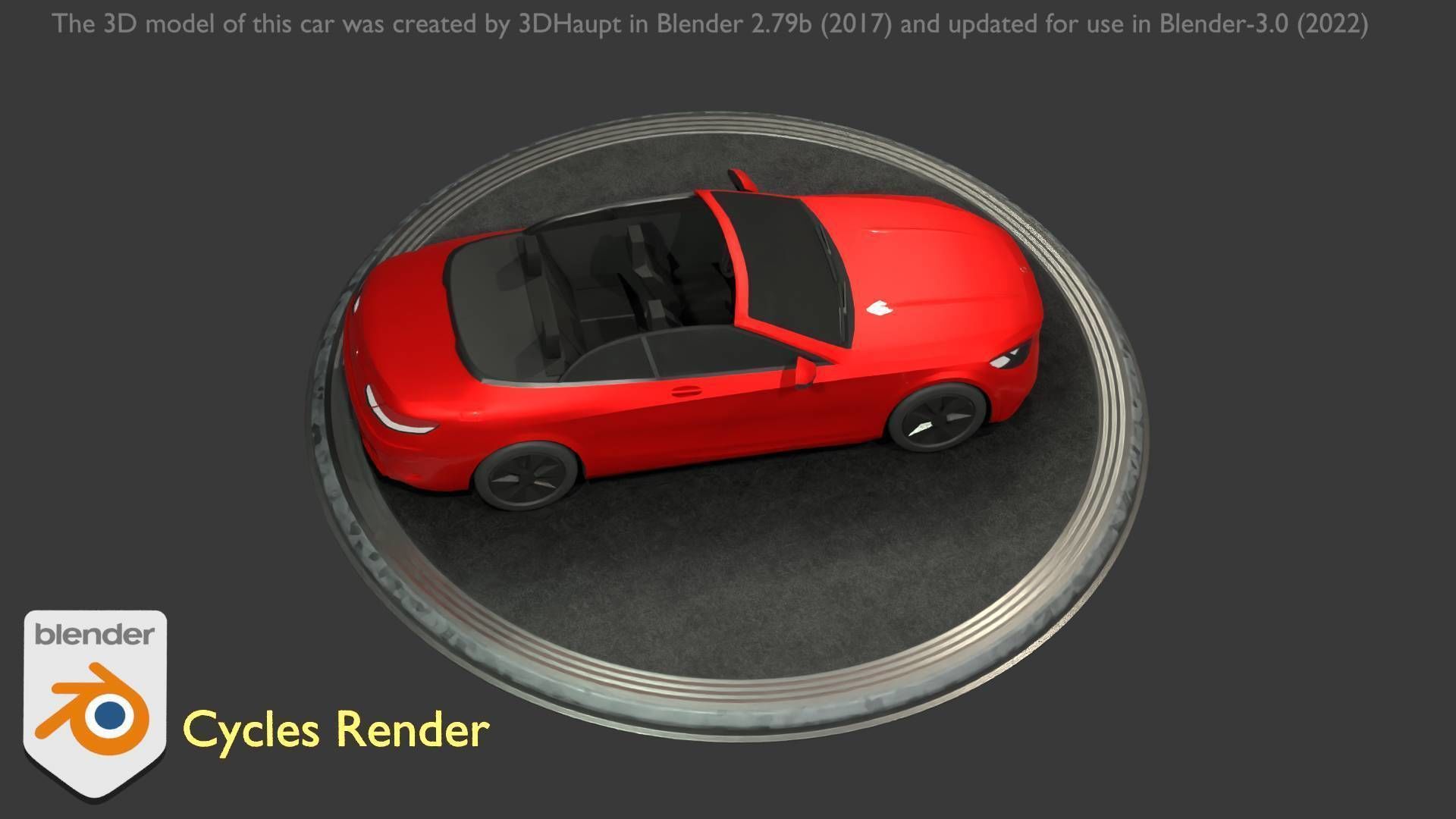 City Car 34 Top-Class Cabrio Open Type-A Red Low-poly 3D model_33
