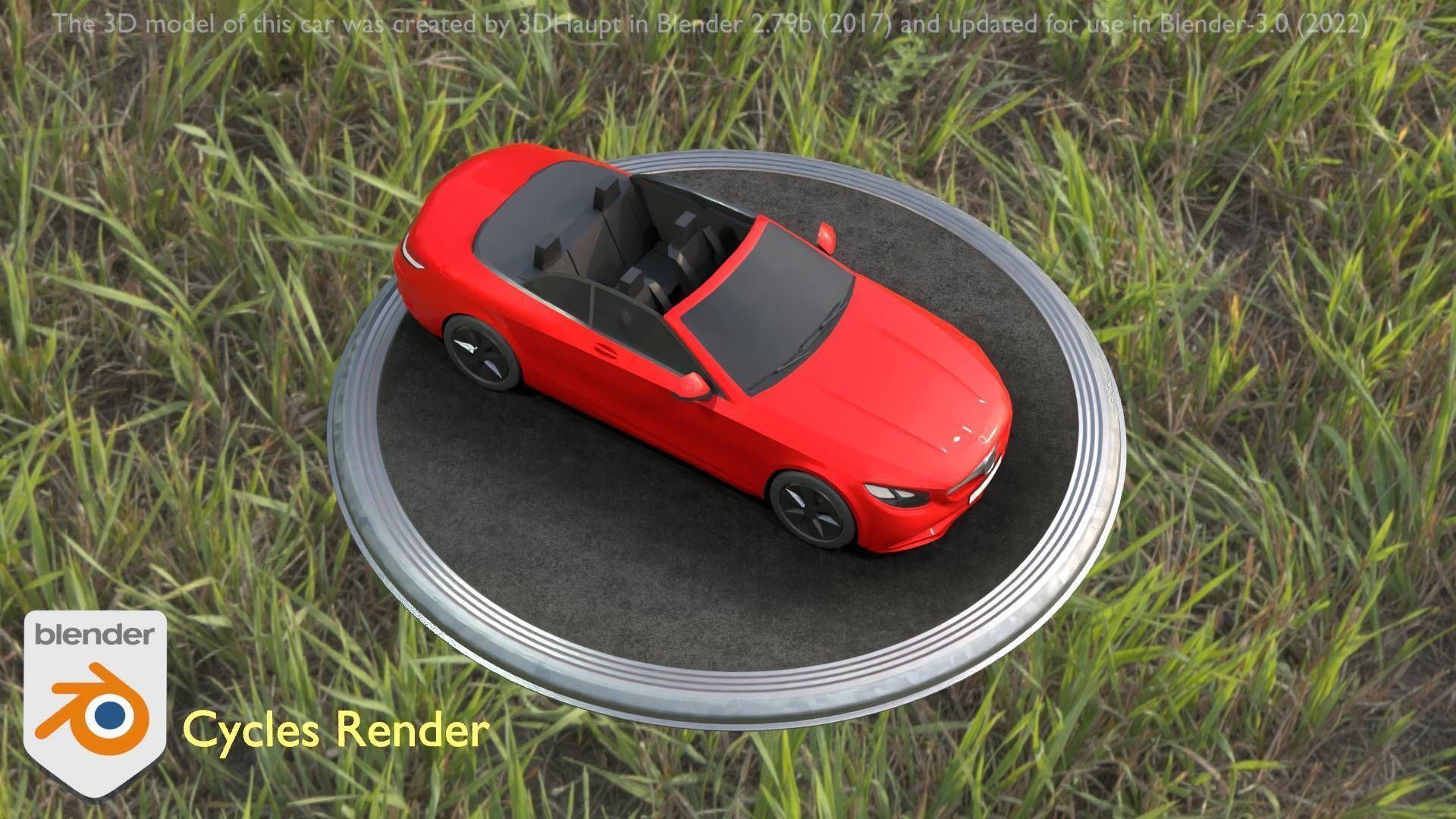 City Car 34 Top-Class Cabrio Open Type-A Red Low-poly 3D model_35