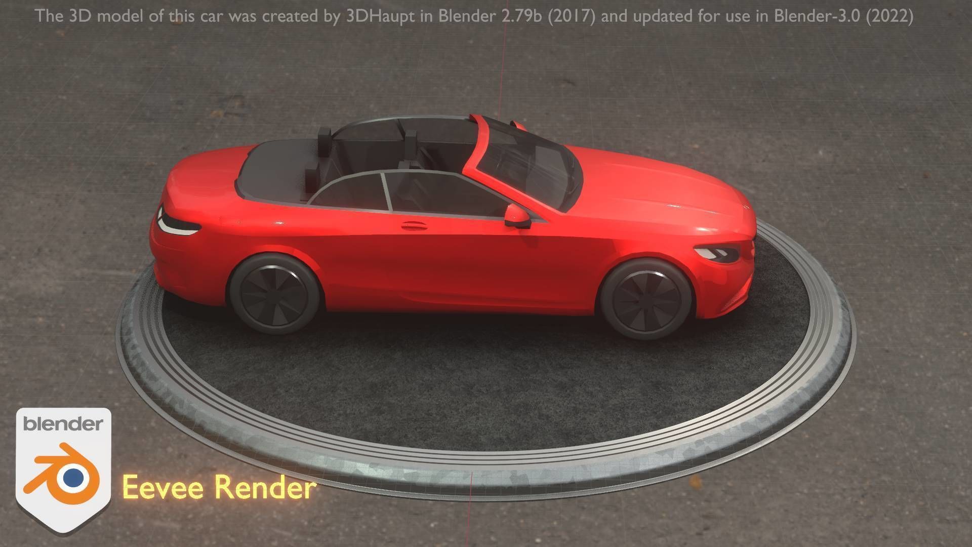 City Car 34 Top-Class Cabrio Open Type-A Red Low-poly 3D model_45