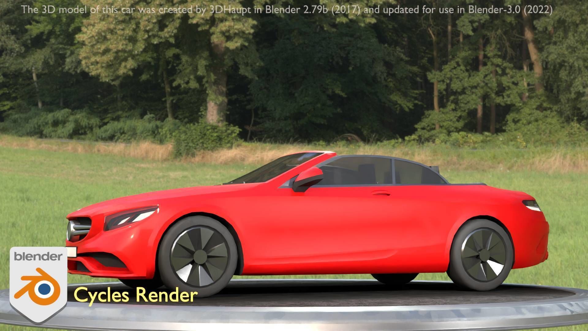 City Car 34 Top-Class Cabrio Open Type-A Red Low-poly 3D model_22