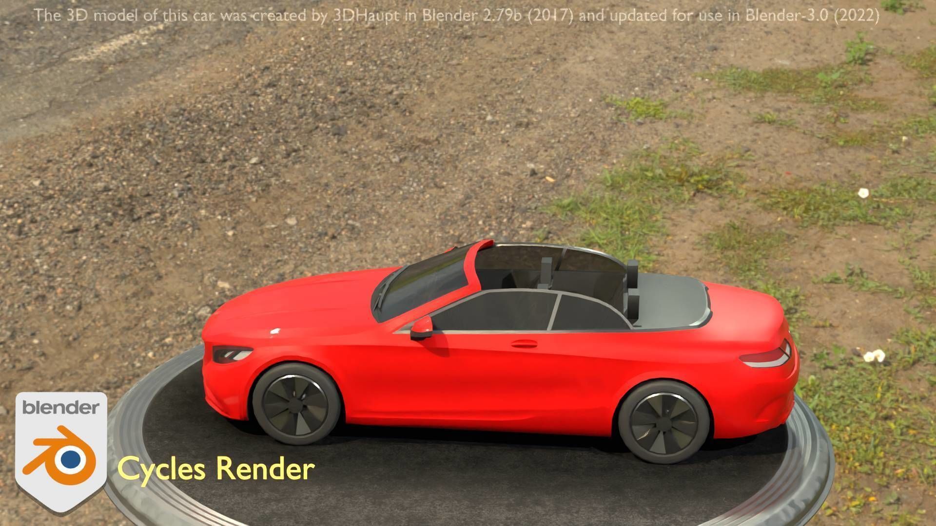 City Car 34 Top-Class Cabrio Open Type-A Red Low-poly 3D model_79