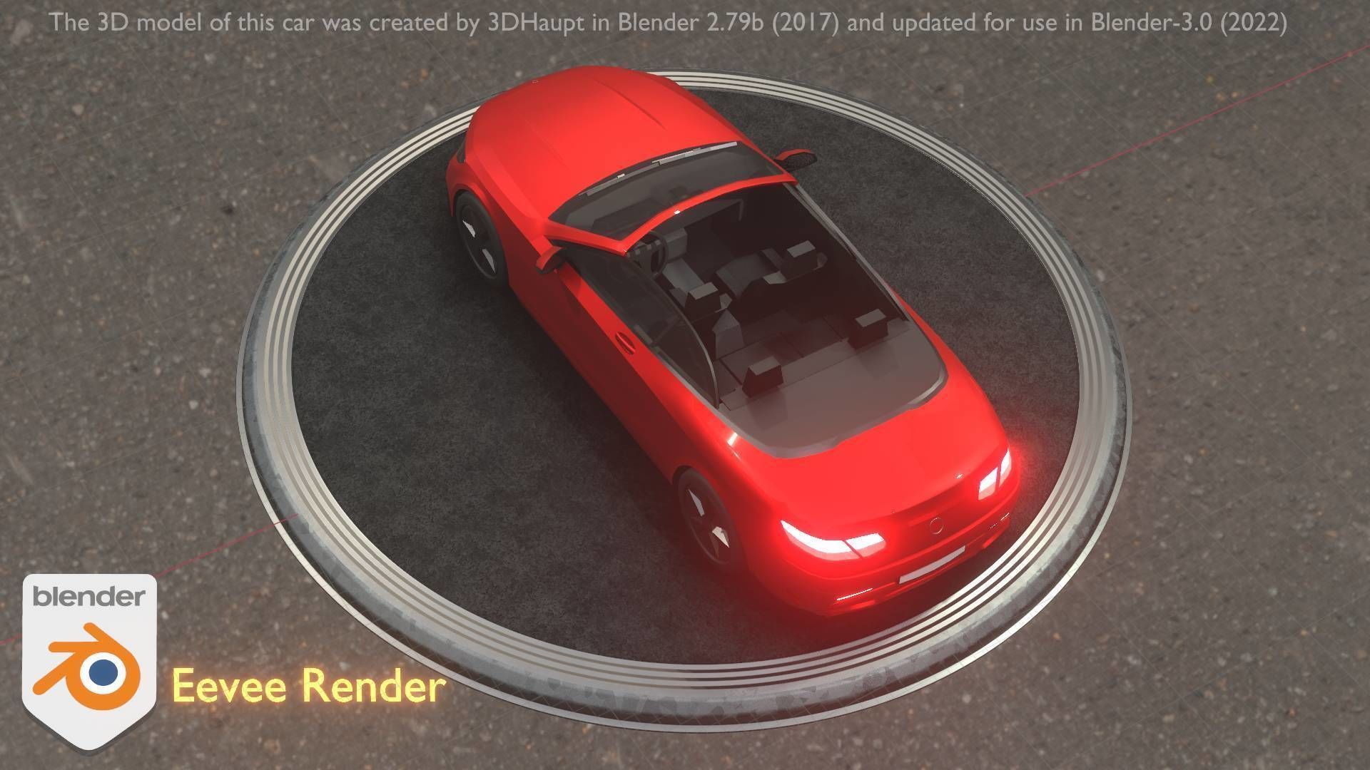 City Car 34 Top-Class Cabrio Open Type-A Red Low-poly 3D model_28