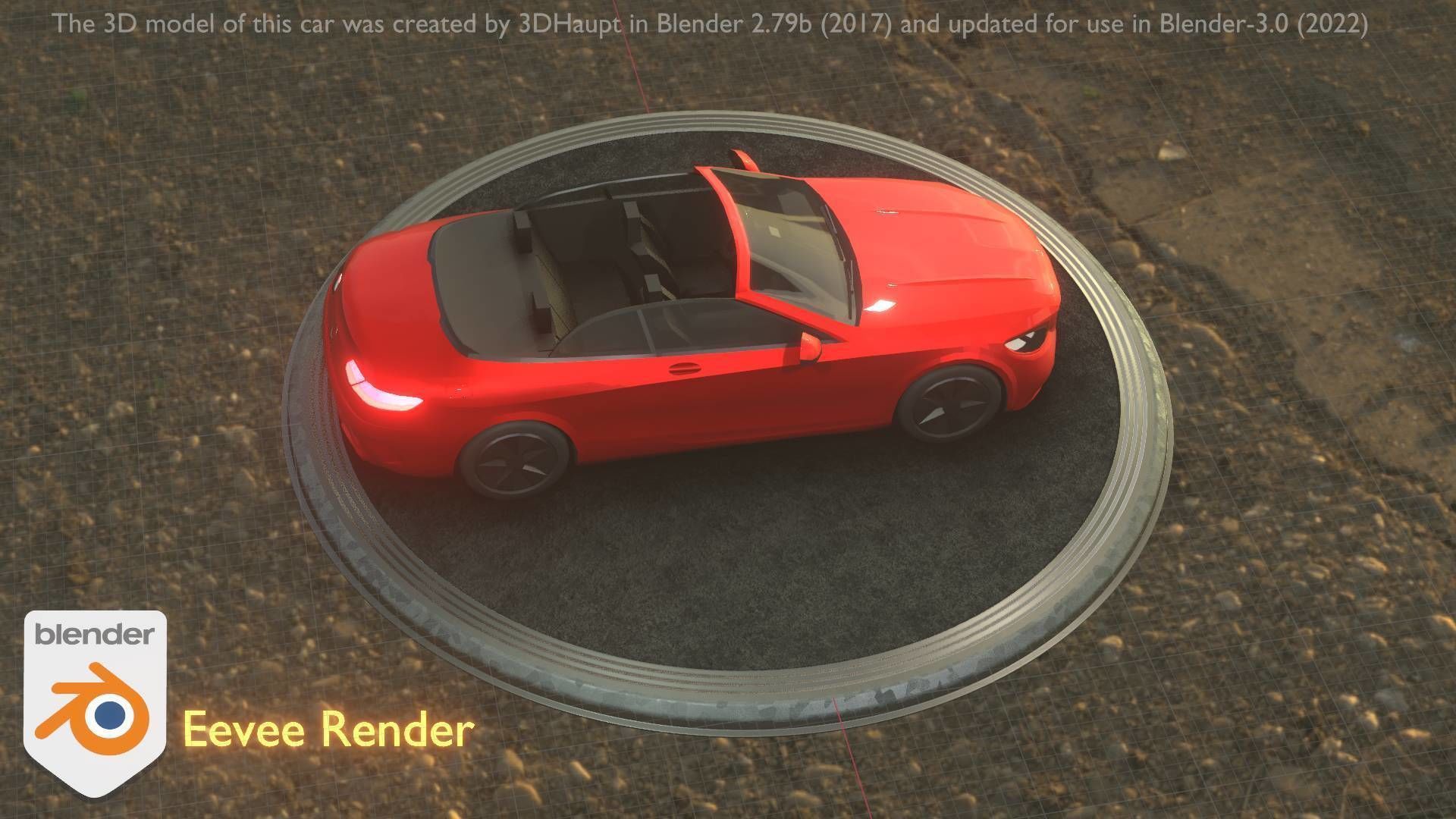 City Car 34 Top-Class Cabrio Open Type-A Red Low-poly 3D model_9