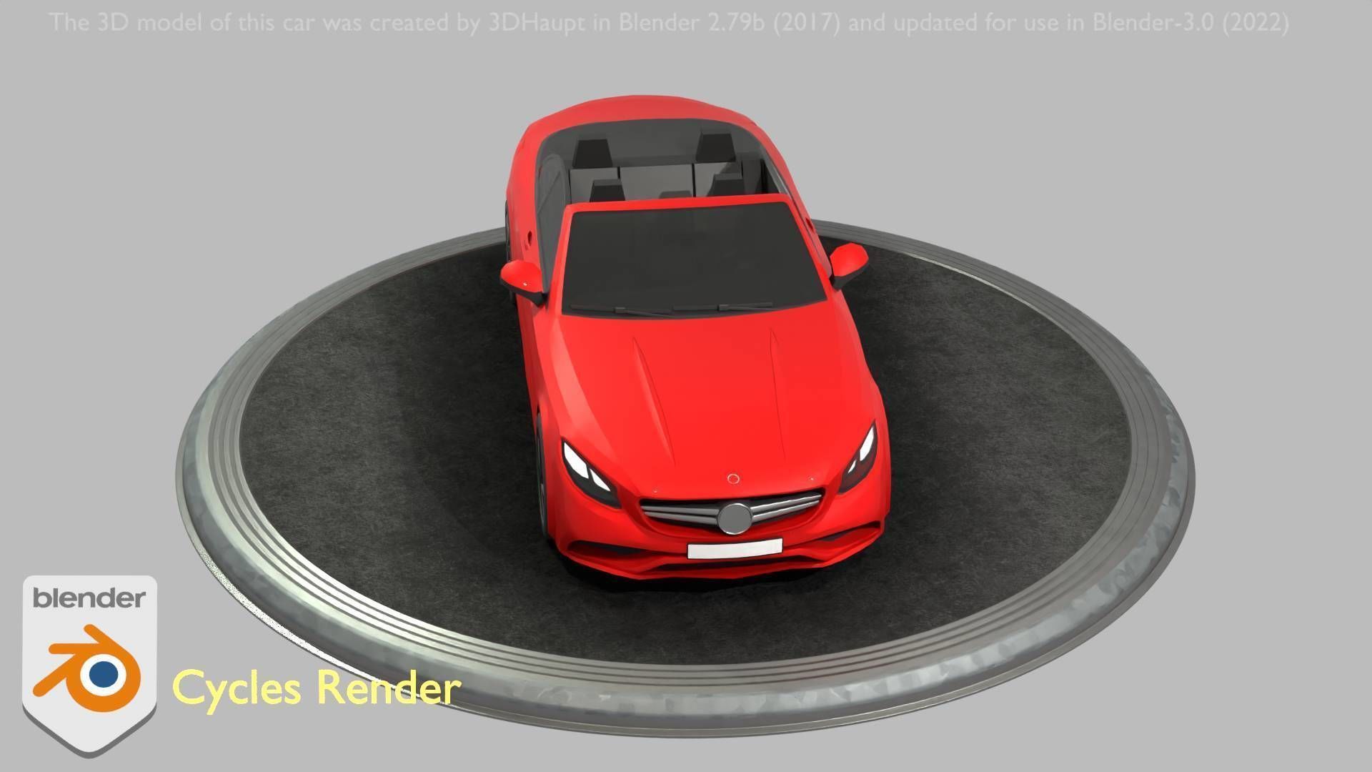 City Car 34 Top-Class Cabrio Open Type-A Red Low-poly 3D model_101