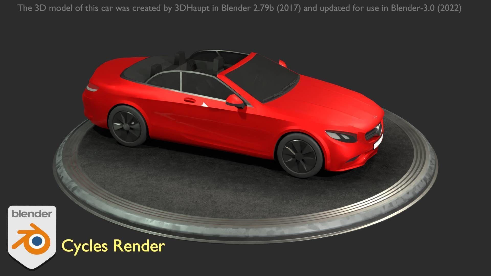 City Car 34 Top-Class Cabrio Open Type-A Red Low-poly 3D model_46