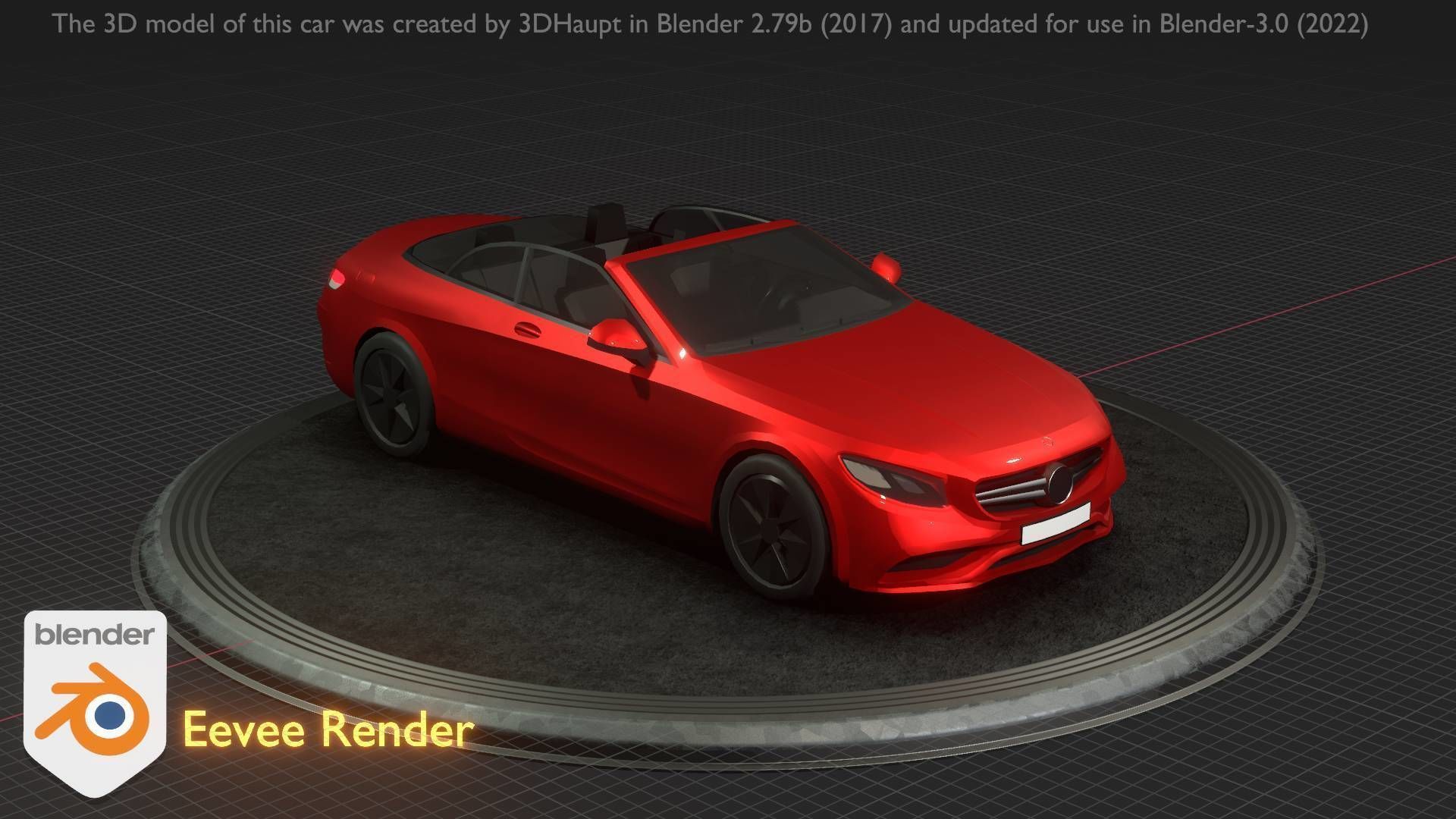 City Car 34 Top-Class Cabrio Open Type-A Red Low-poly 3D model_47