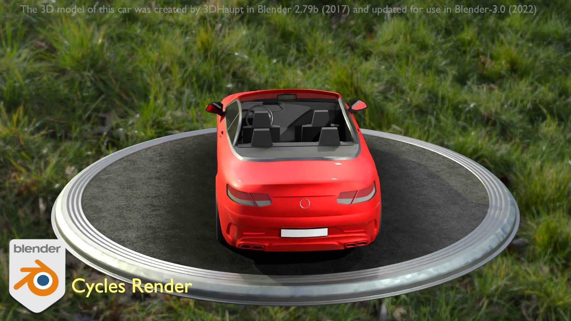 City Car 34 Top-Class Cabrio Open Type-A Red Low-poly 3D model_92