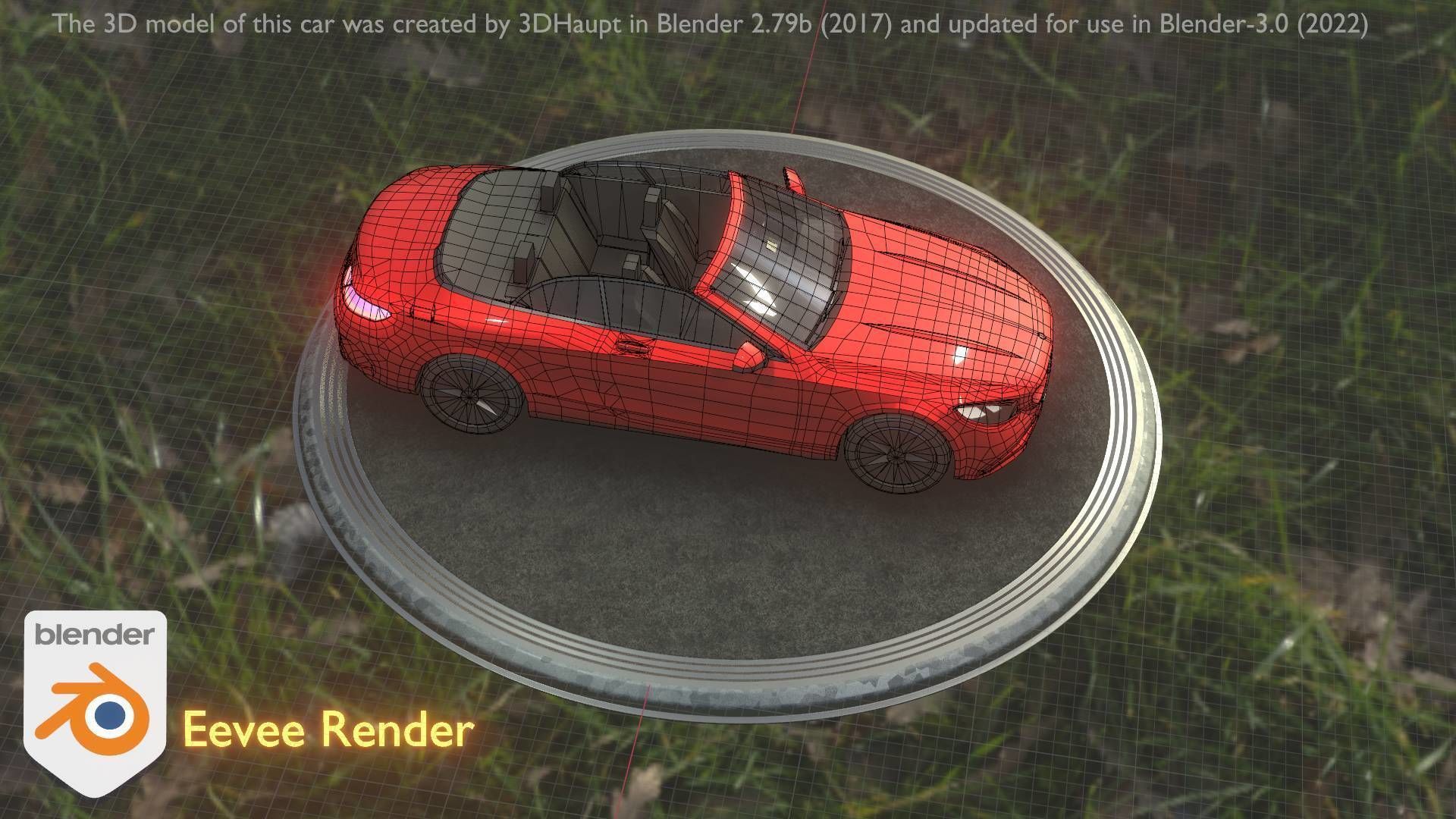 City Car 34 Top-Class Cabrio Open Type-A Red Low-poly 3D model_34