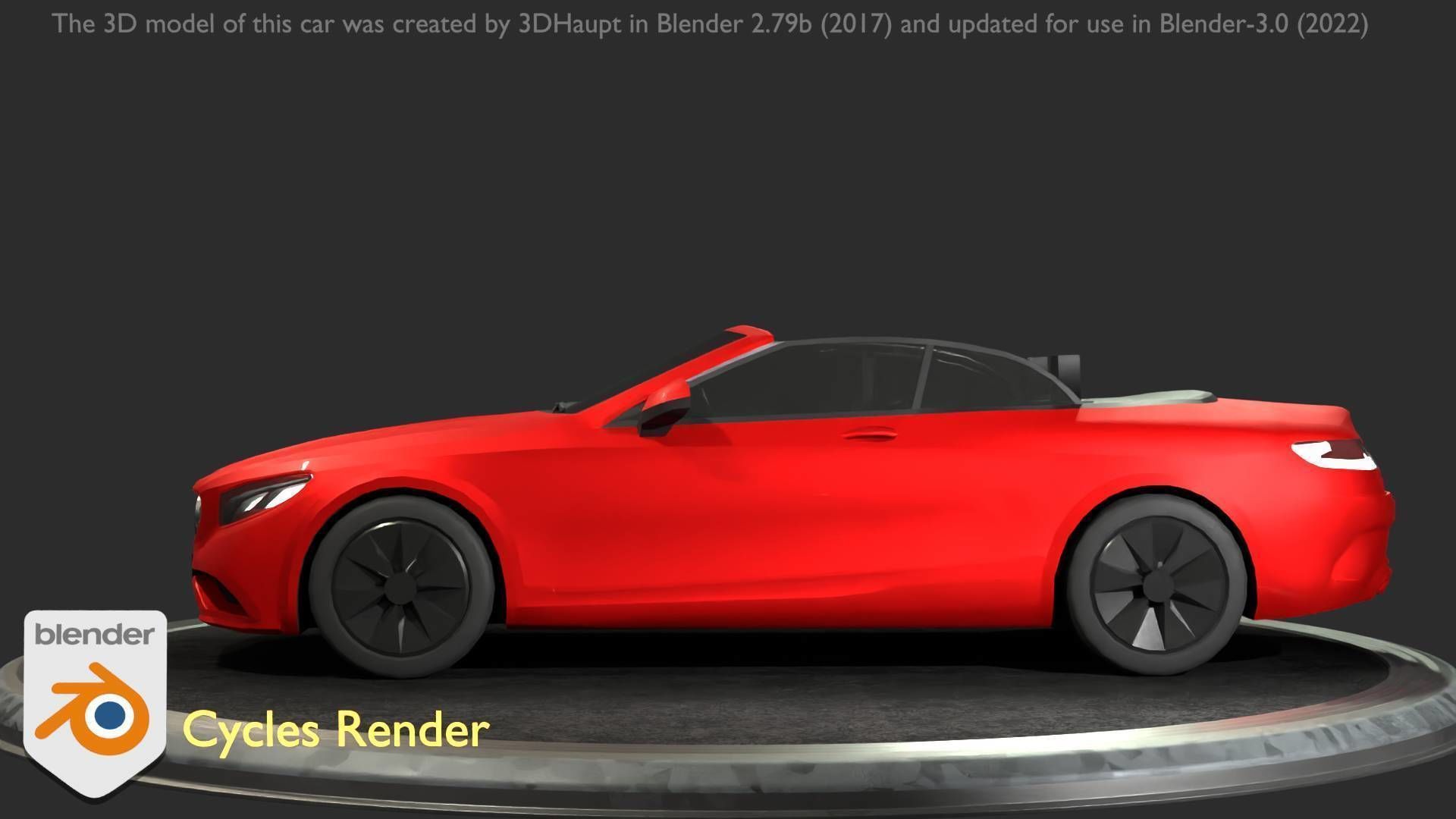City Car 34 Top-Class Cabrio Open Type-A Red Low-poly 3D model_88