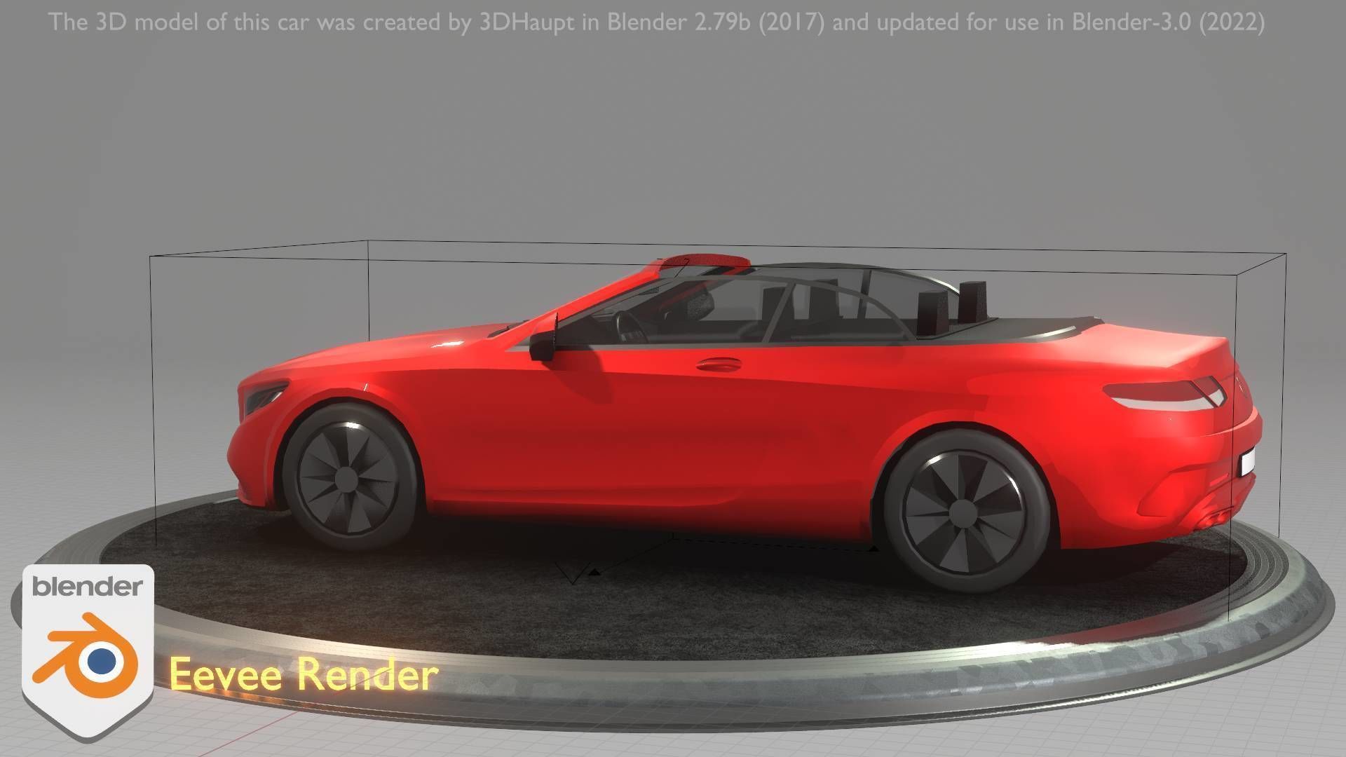 City Car 34 Top-Class Cabrio Open Type-A Red Low-poly 3D model_89