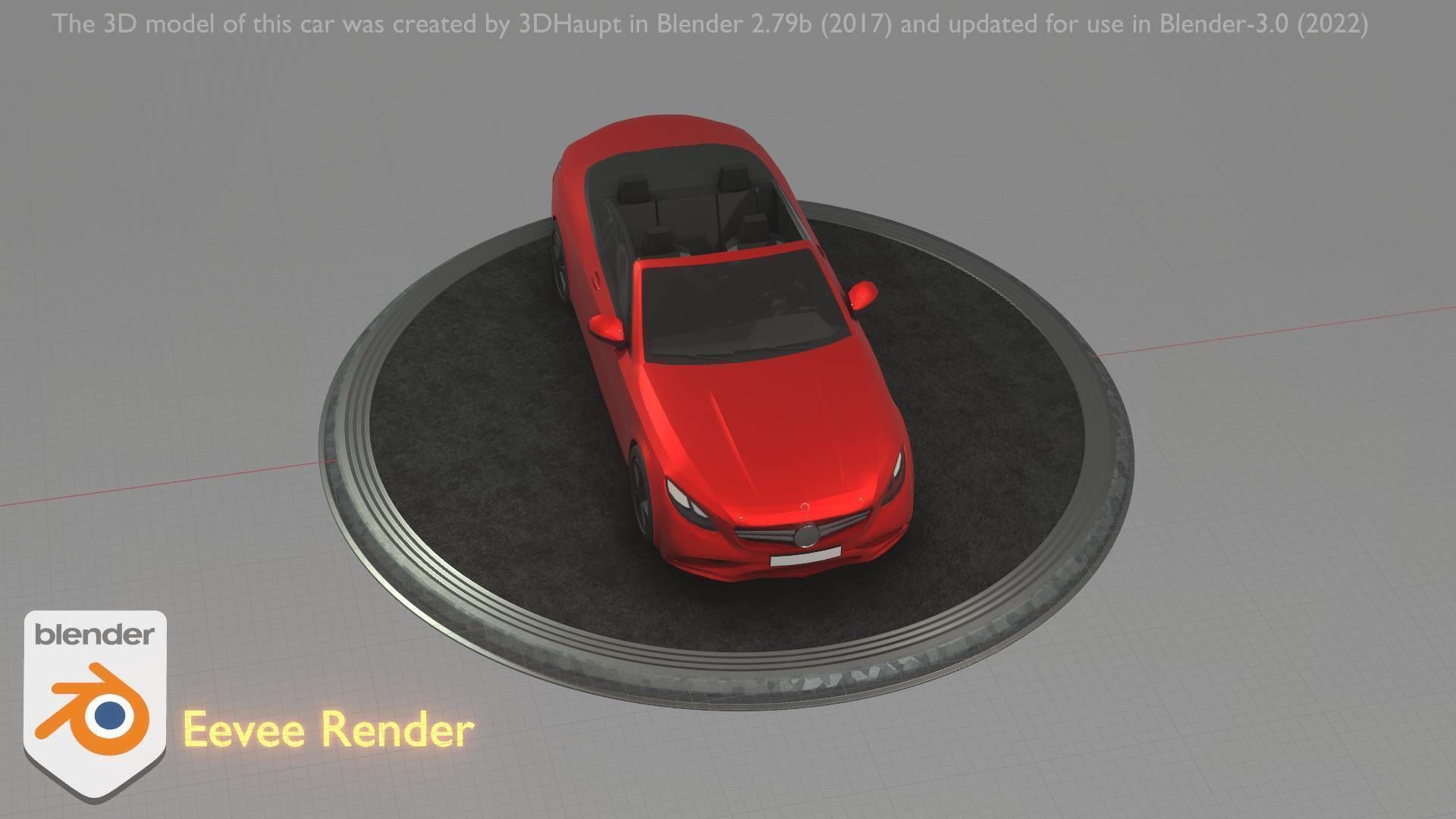 City Car 34 Top-Class Cabrio Open Type-A Red Low-poly 3D model_75