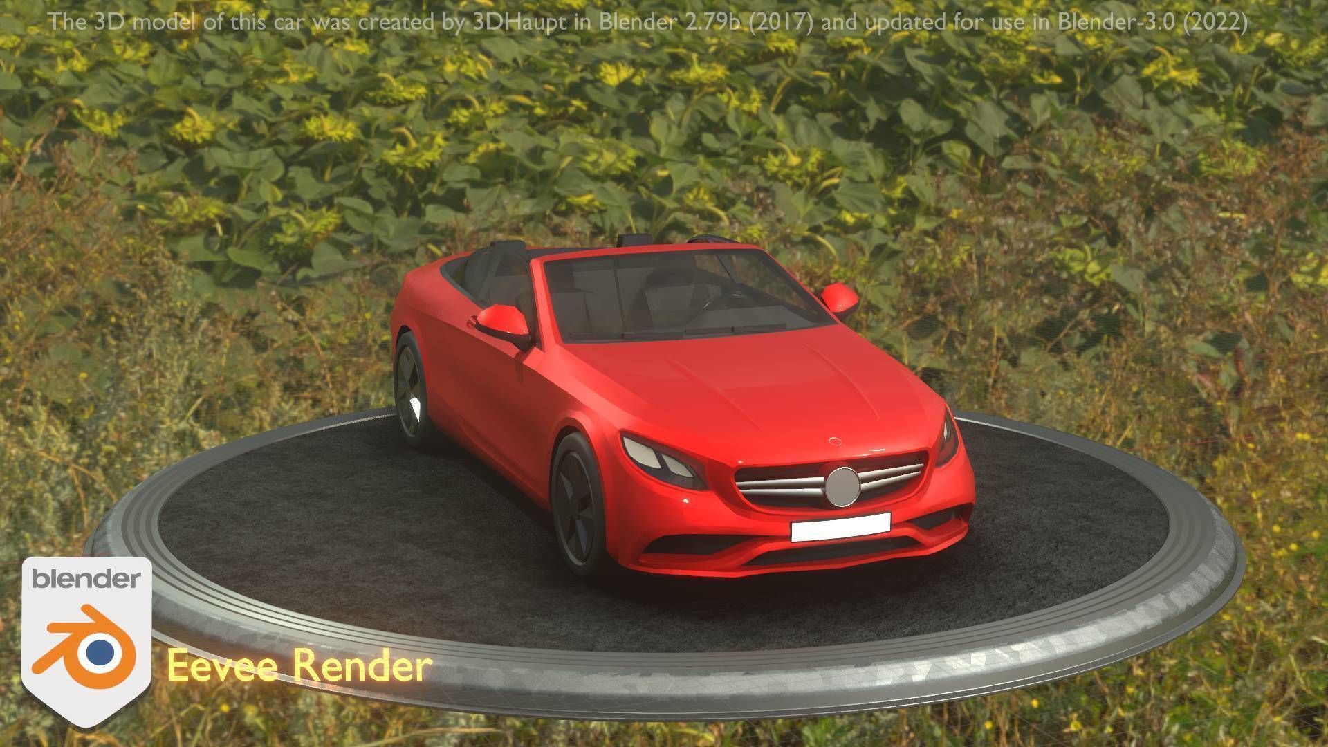 City Car 34 Top-Class Cabrio Open Type-A Red Low-poly 3D model_12