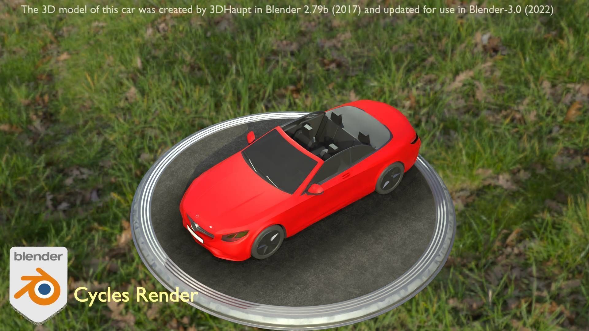 City Car 34 Top-Class Cabrio Open Type-A Red Low-poly 3D model_78