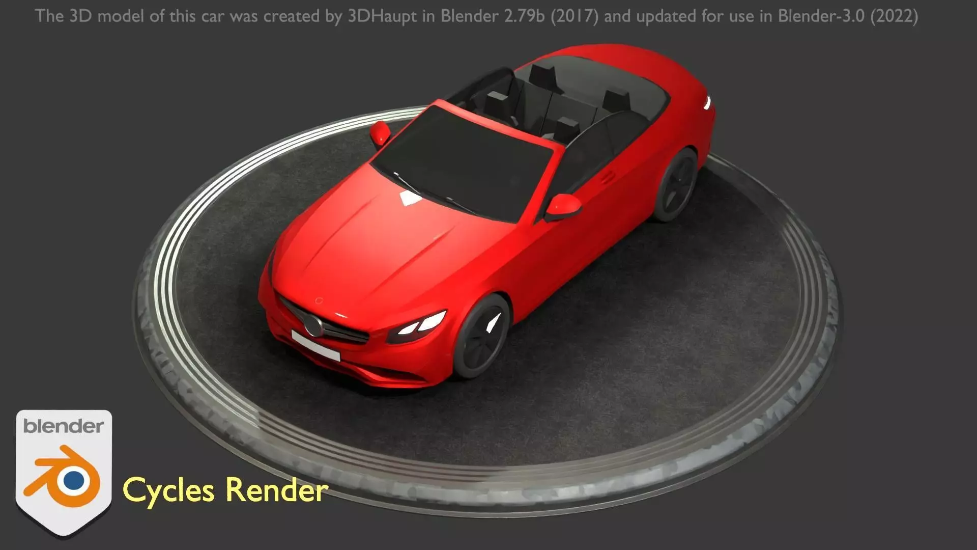 City Car 34 Top-Class Cabrio Open Type-A Red Low-poly 3D model_0