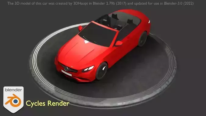 City Car 34 Top-Class Cabrio Open Type-A Red Low-poly 3D model