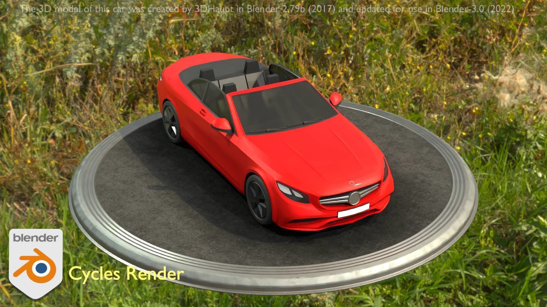 City Car 34 Top-Class Cabrio Open Type-A Red Low-poly 3D model_59