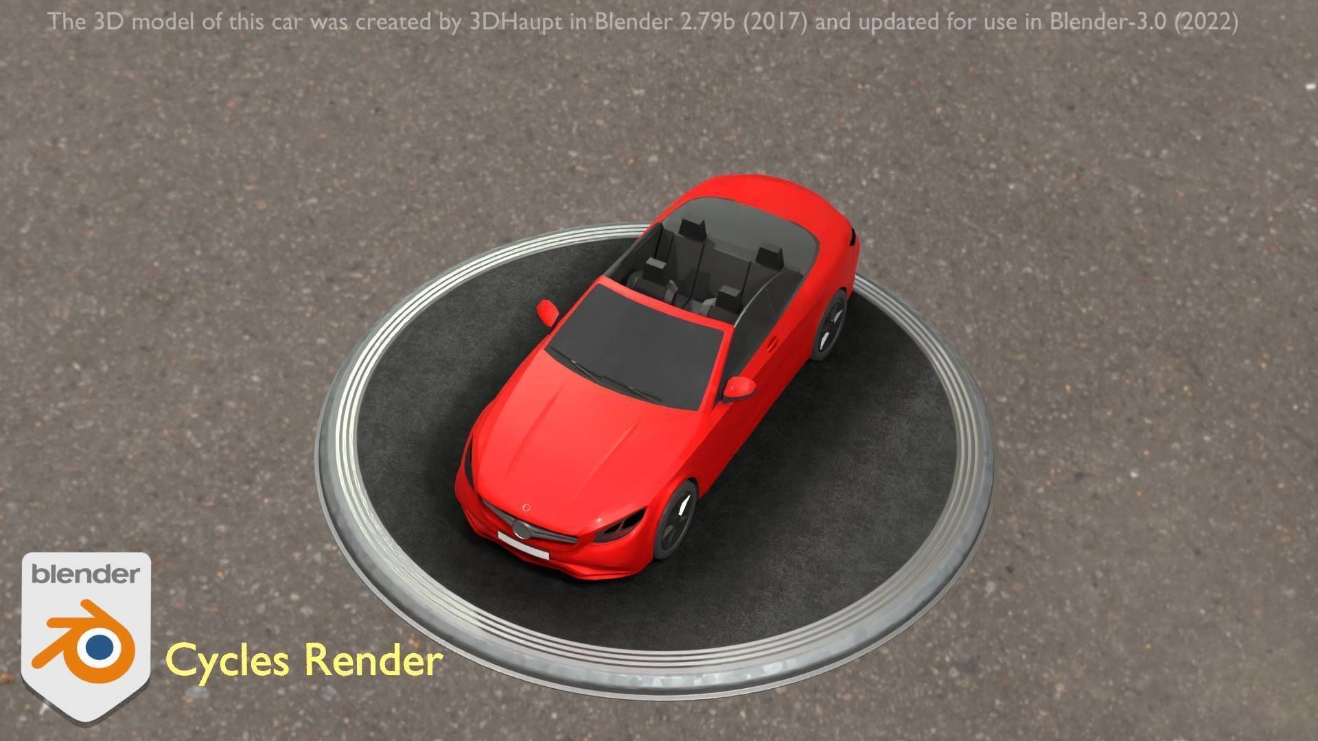 City Car 34 Top-Class Cabrio Open Type-A Red Low-poly 3D model_39