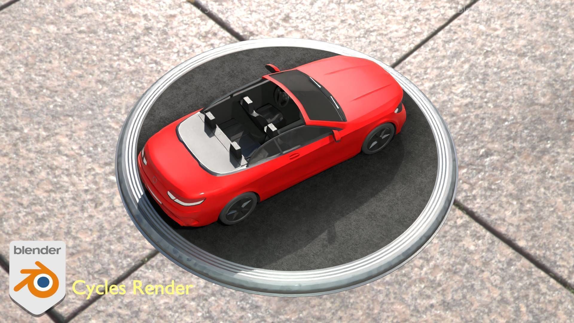 City Car 34 Top-Class Cabrio Open Type-A Red Low-poly 3D model_71