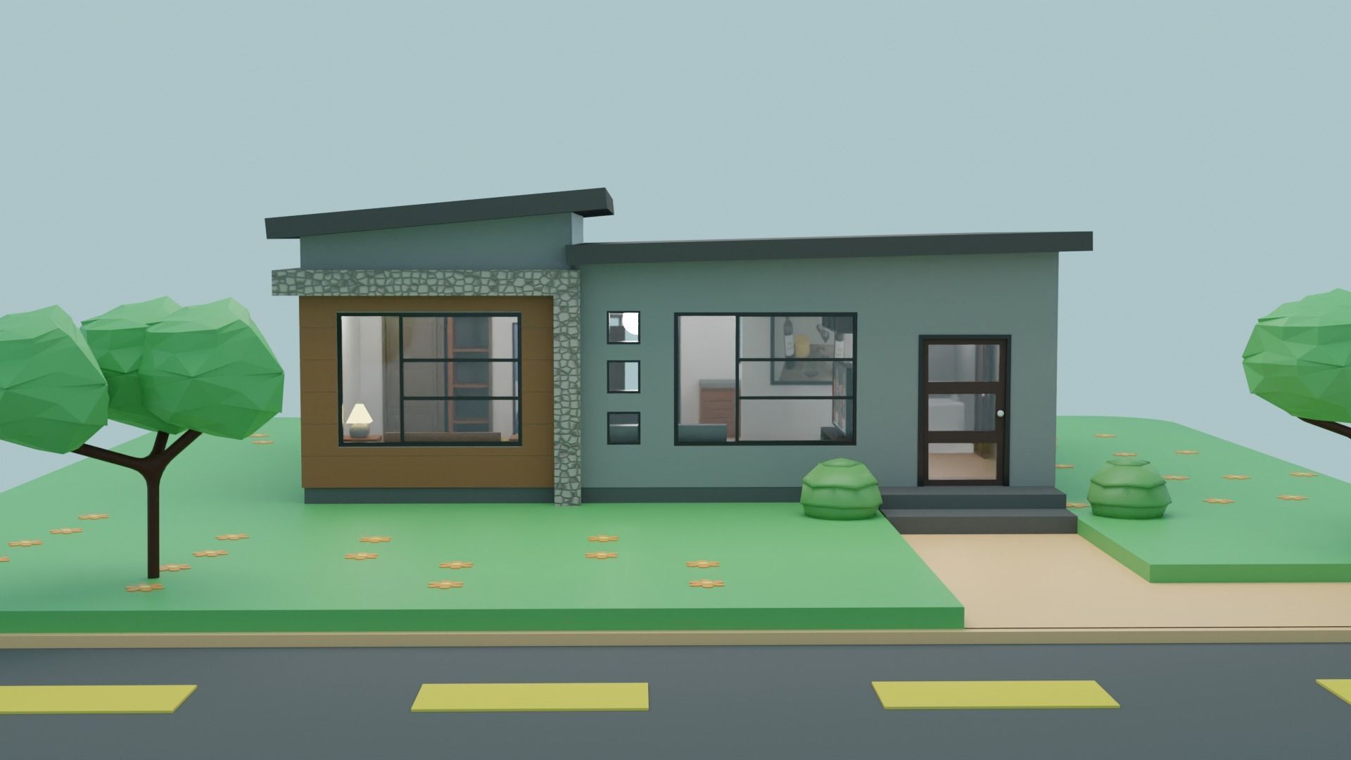 Collection houses house on hill 3D model_26