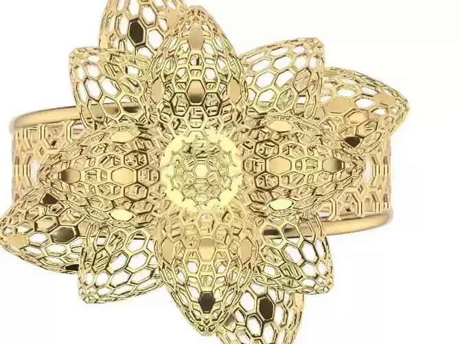 modern jali flower ring stl verified 