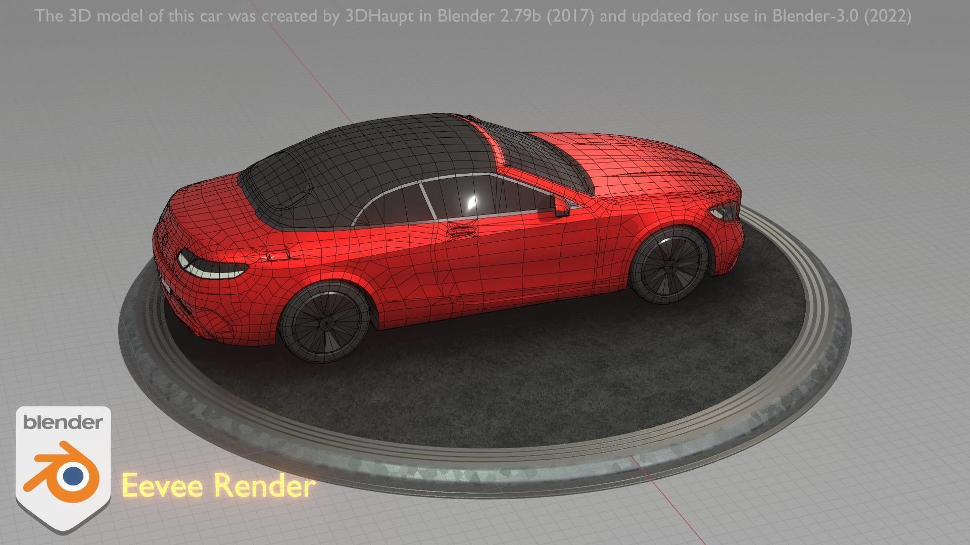 City Car 35 Upper Class Type-A Red Low-poly 3D model_82