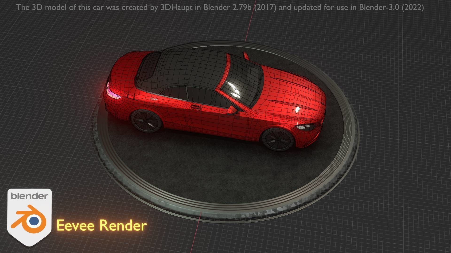 City Car 35 Upper Class Type-A Red Low-poly 3D model_34