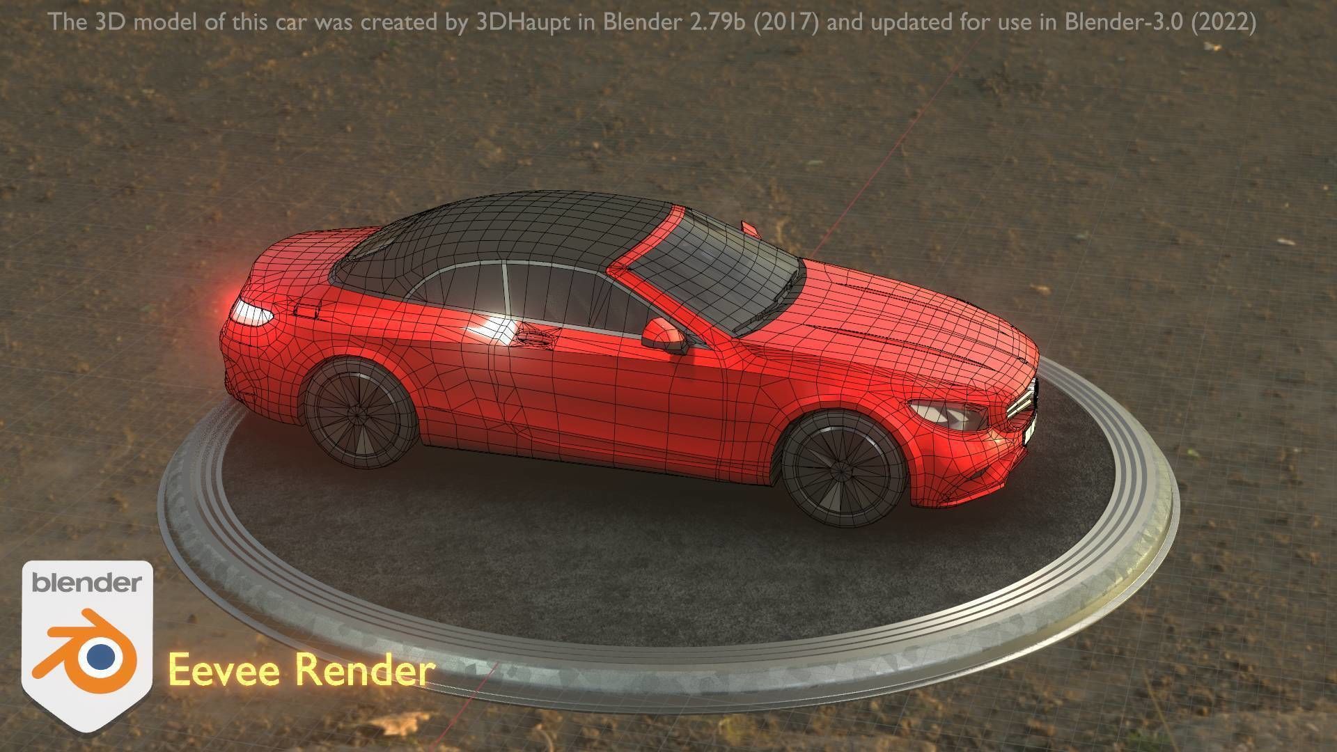 City Car 35 Upper Class Type-A Red Low-poly 3D model_19