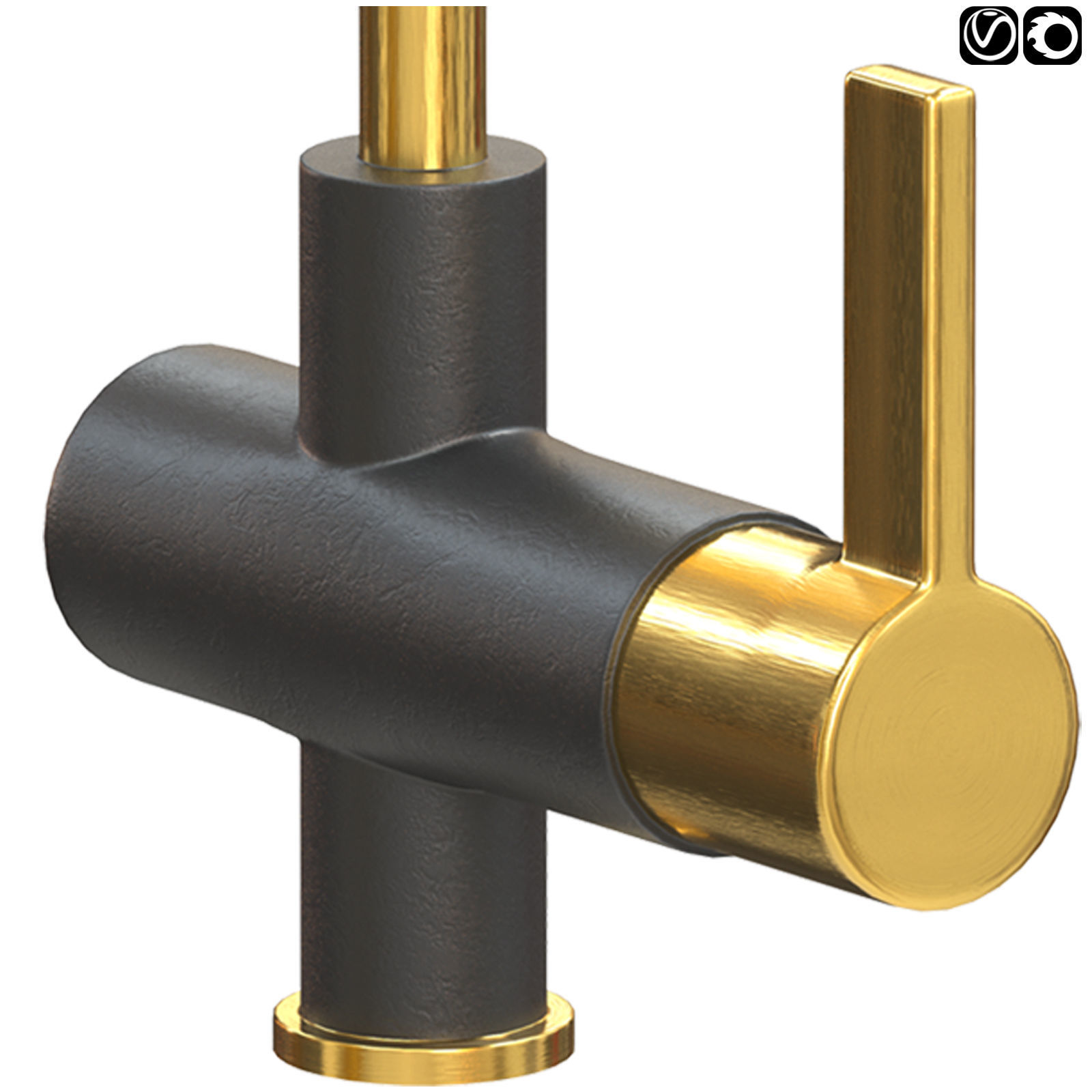 Valves-01 kitchen faucet gold Free 3D model_4