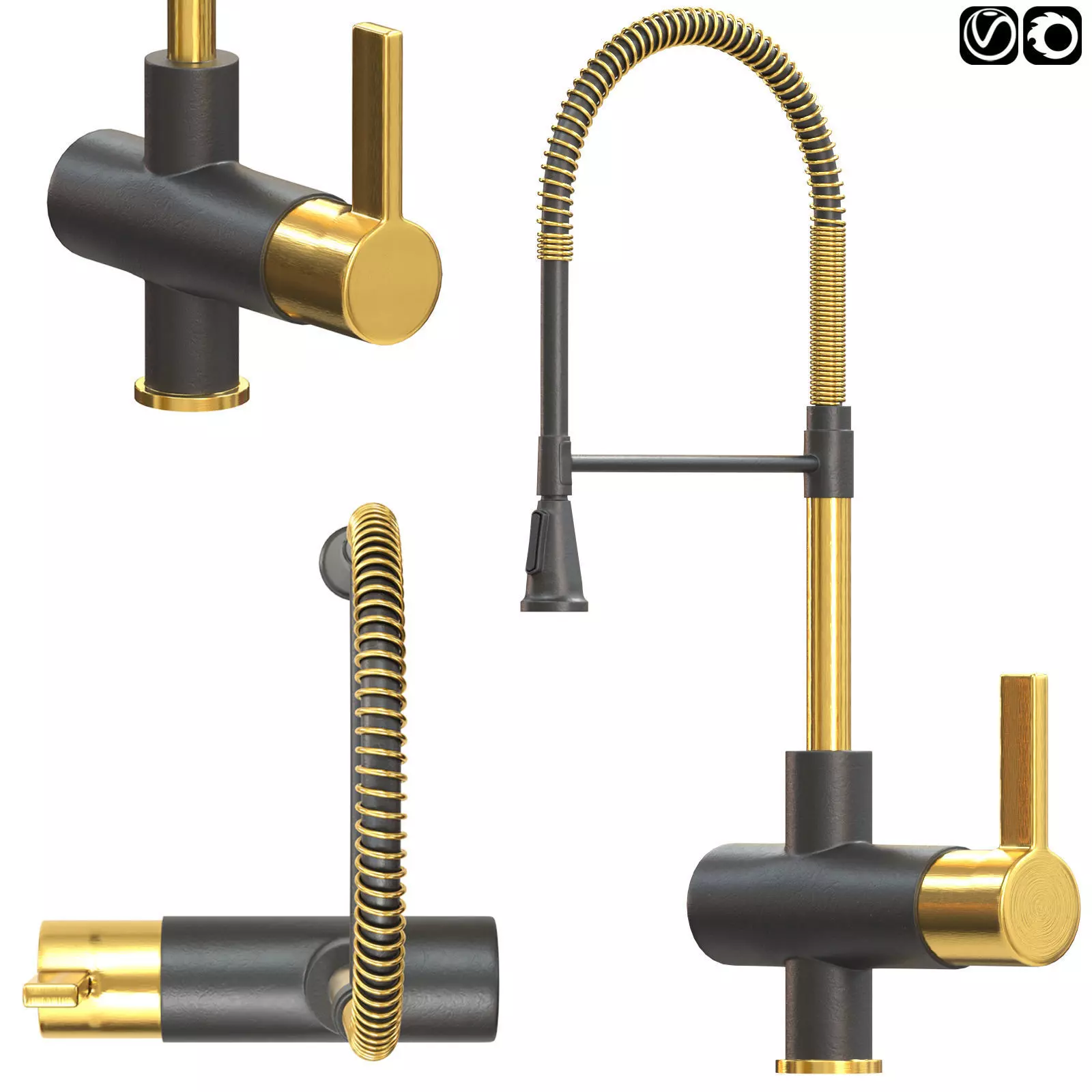 Valves-01 kitchen faucet gold Free 3D model_0