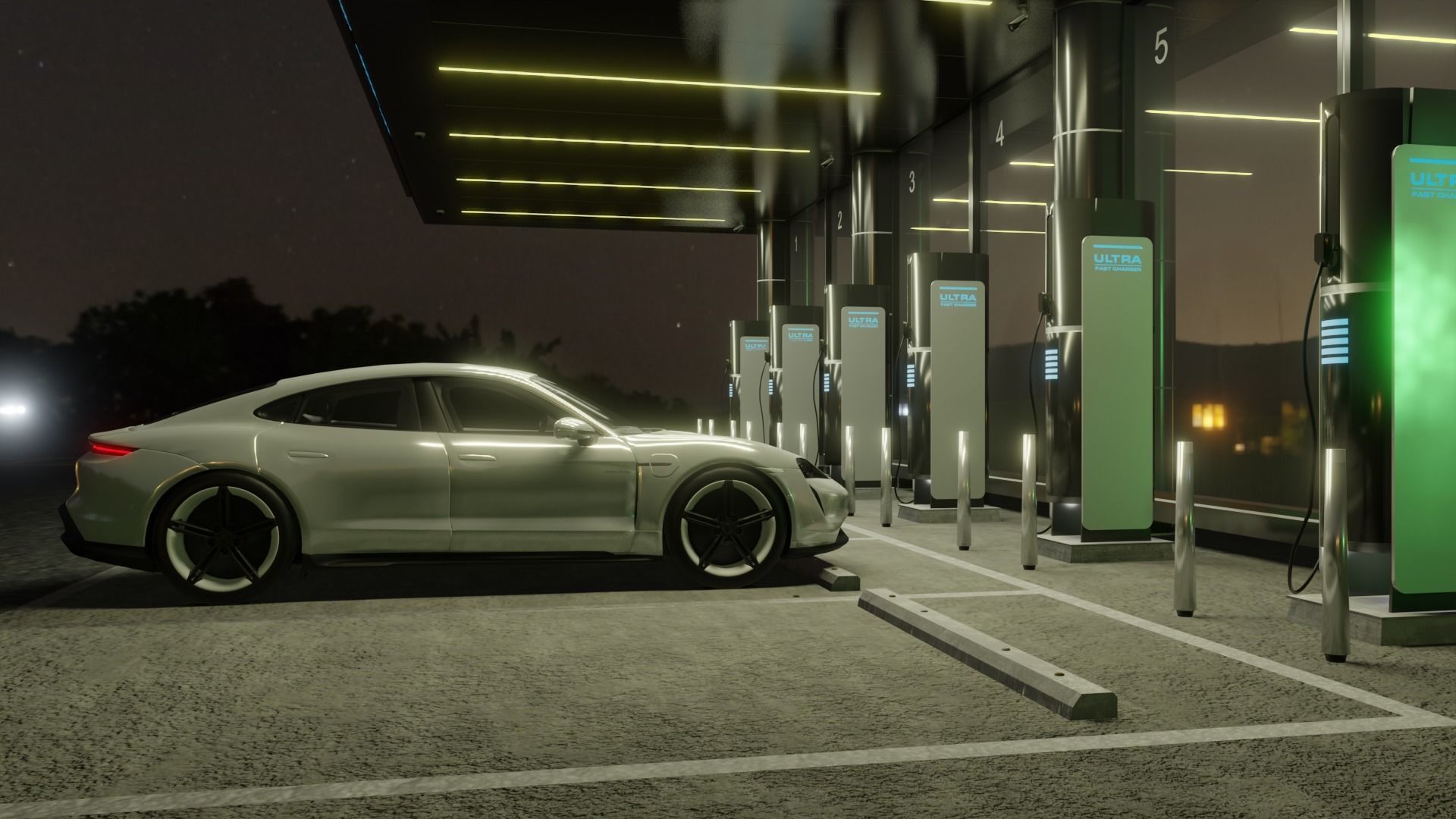 Electric Vehicle Charging Station 3D model_6
