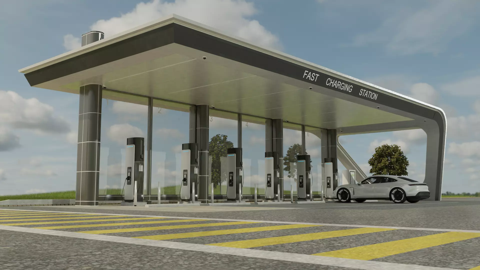 Electric Vehicle Charging Station 3D model_0
