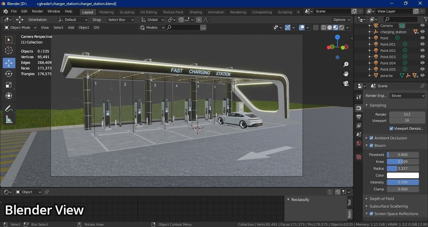 Electric Vehicle Charging Station 3D model_16